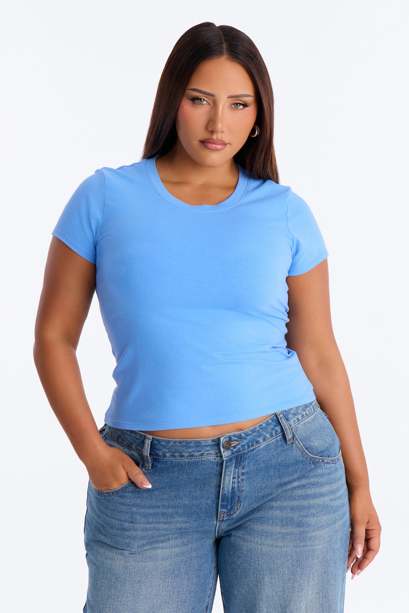 Alyssa Crew Neck Top - Periwinkle