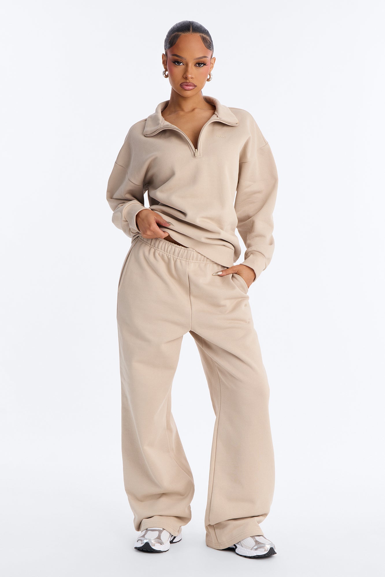 Libby Fleece Straight Leg Sweatpant - Taupe