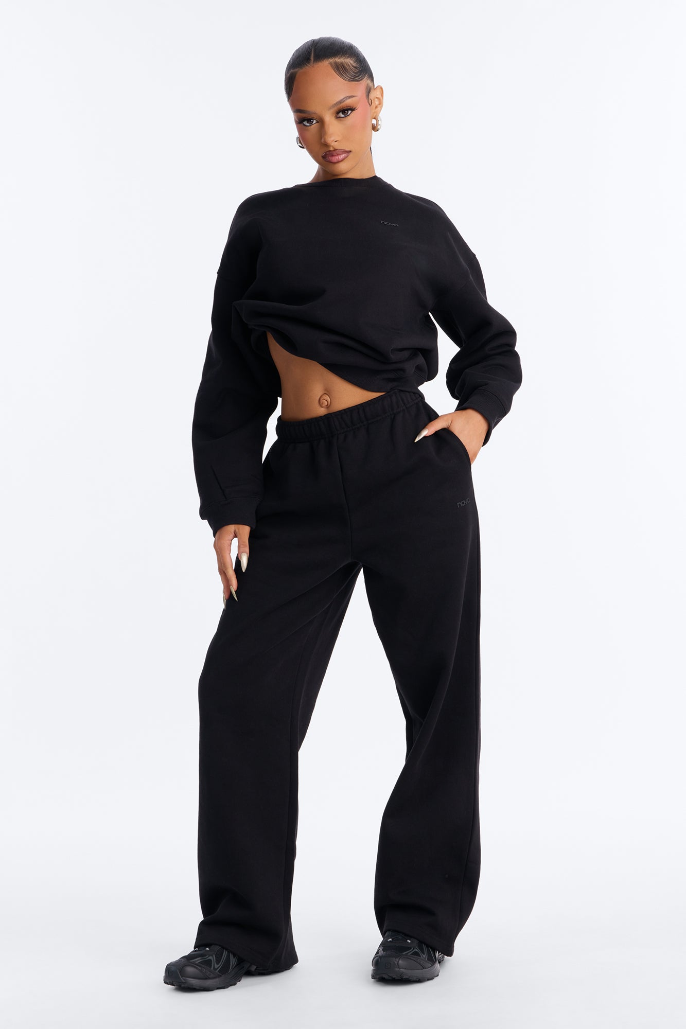 Libby Fleece Straight Leg Sweatpant - Black