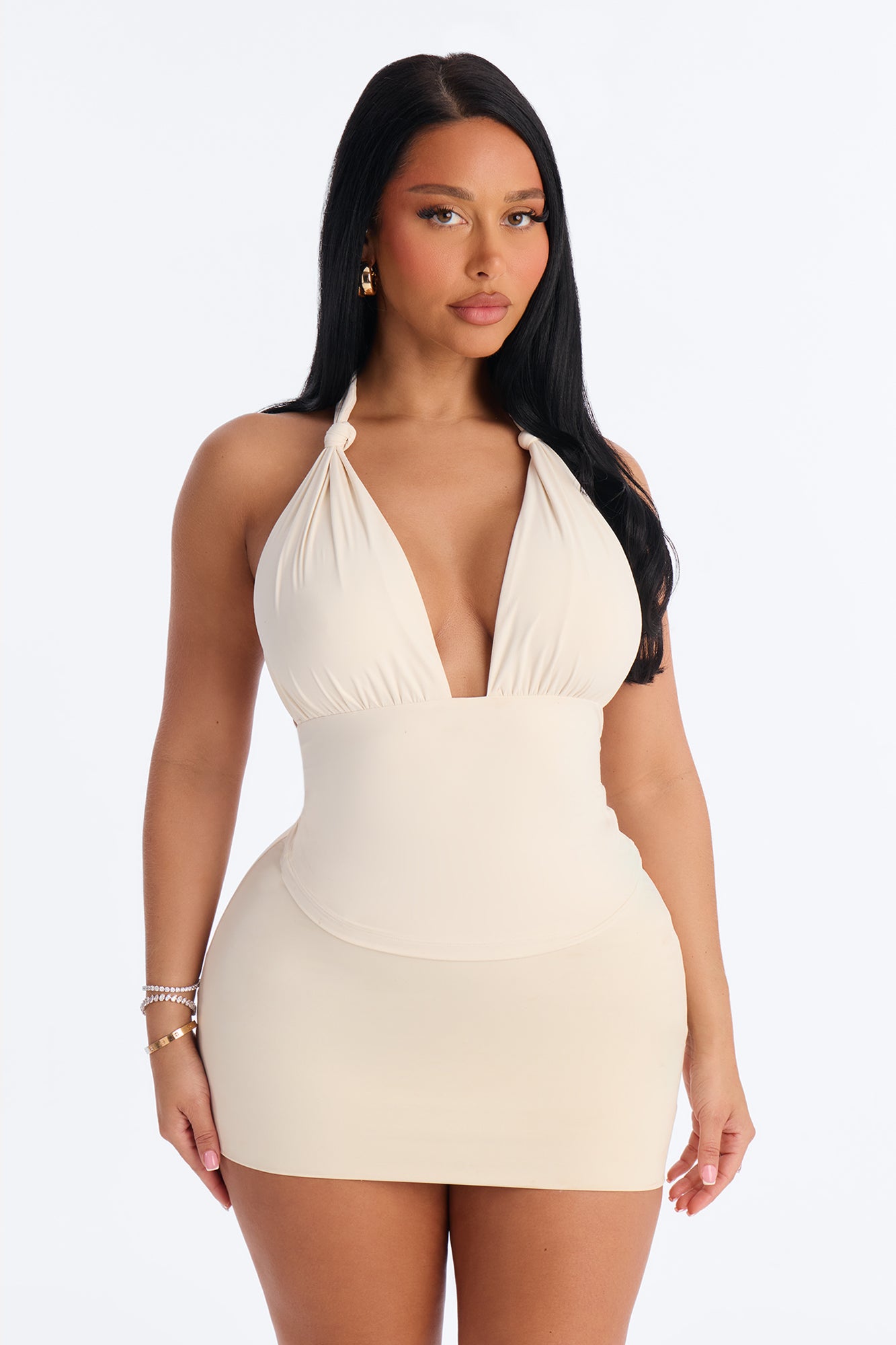 Second Skin Knot Backless Halter Top - Bone image 2