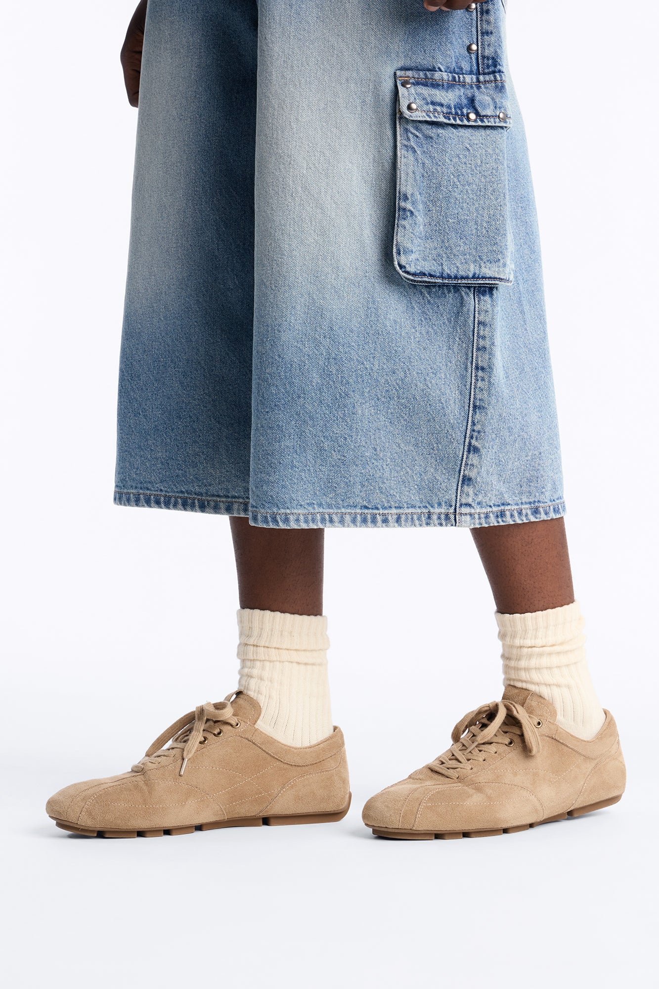 Retro Faux Suede Slim Lace Up Sneaker - Taupe
