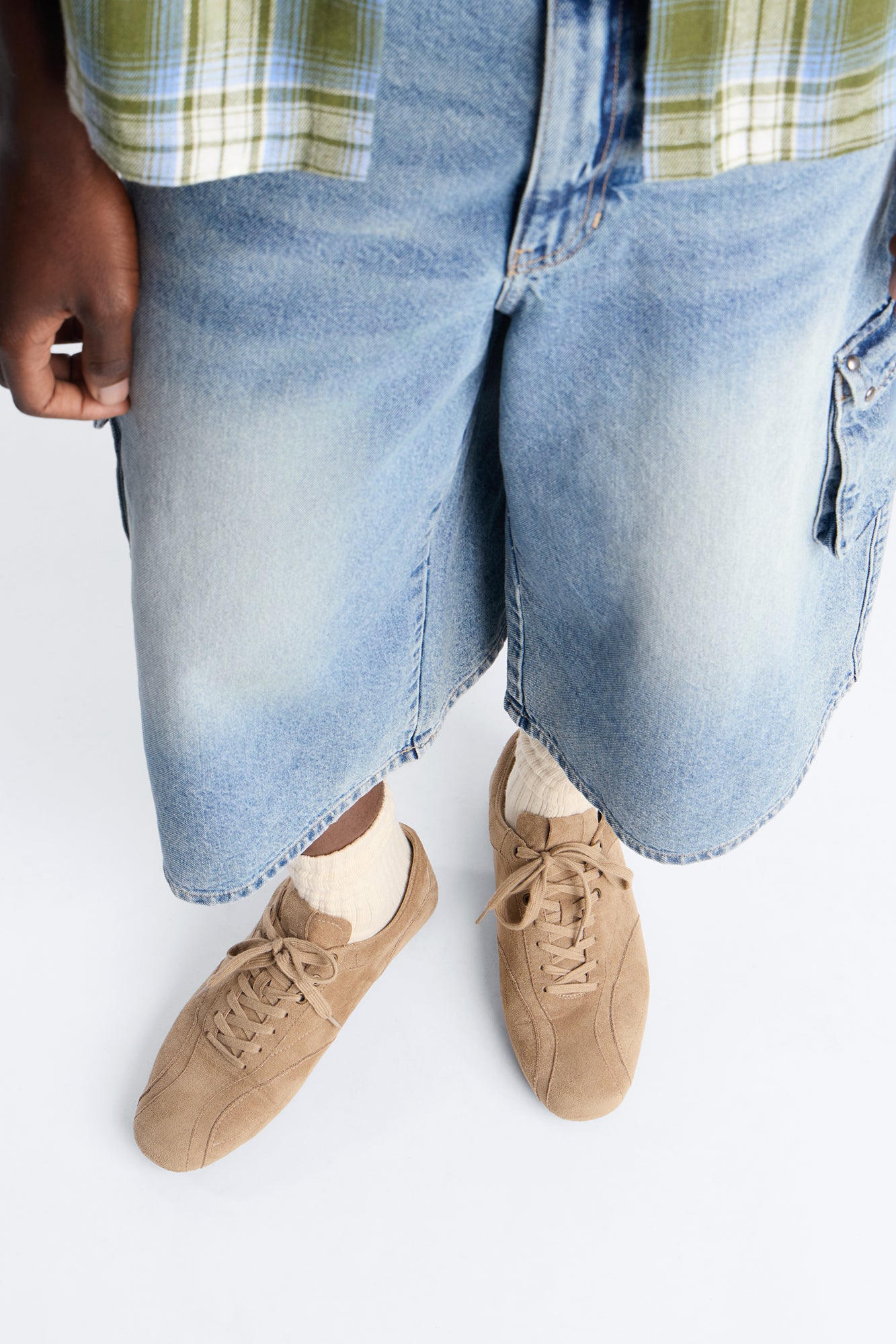 Retro Faux Suede Slim Lace Up Sneaker - Taupe image 2