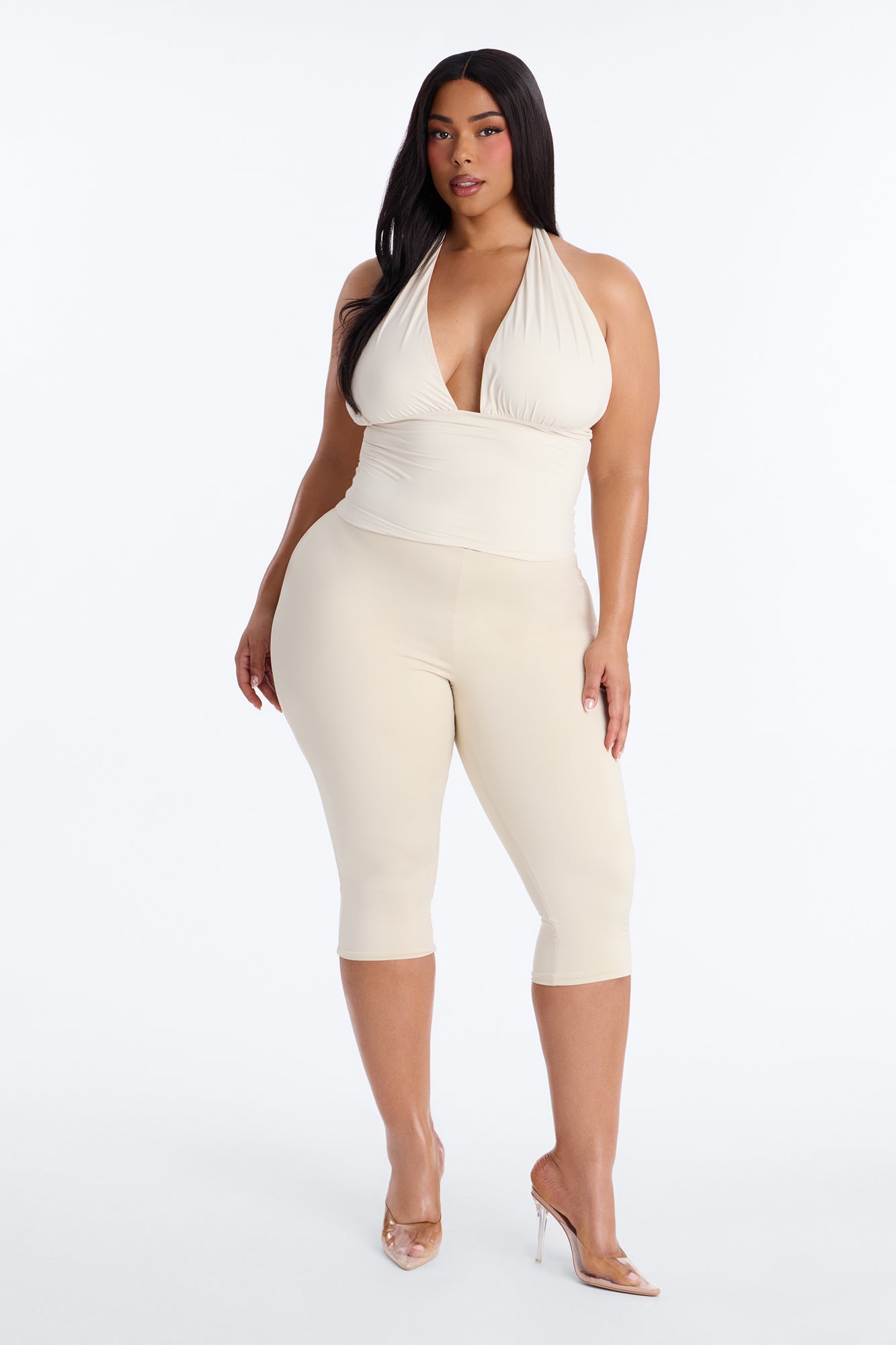 Second Skin Knot Backless Halter Top - Bone image 5