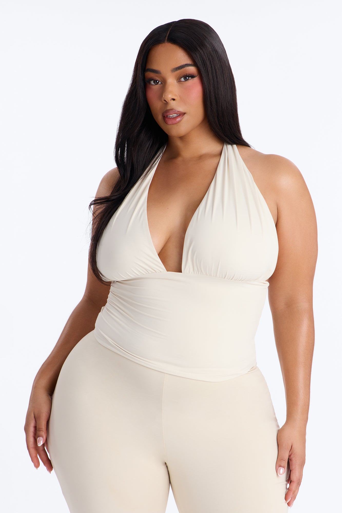 Second Skin Knot Backless Halter Top - Bone image 6