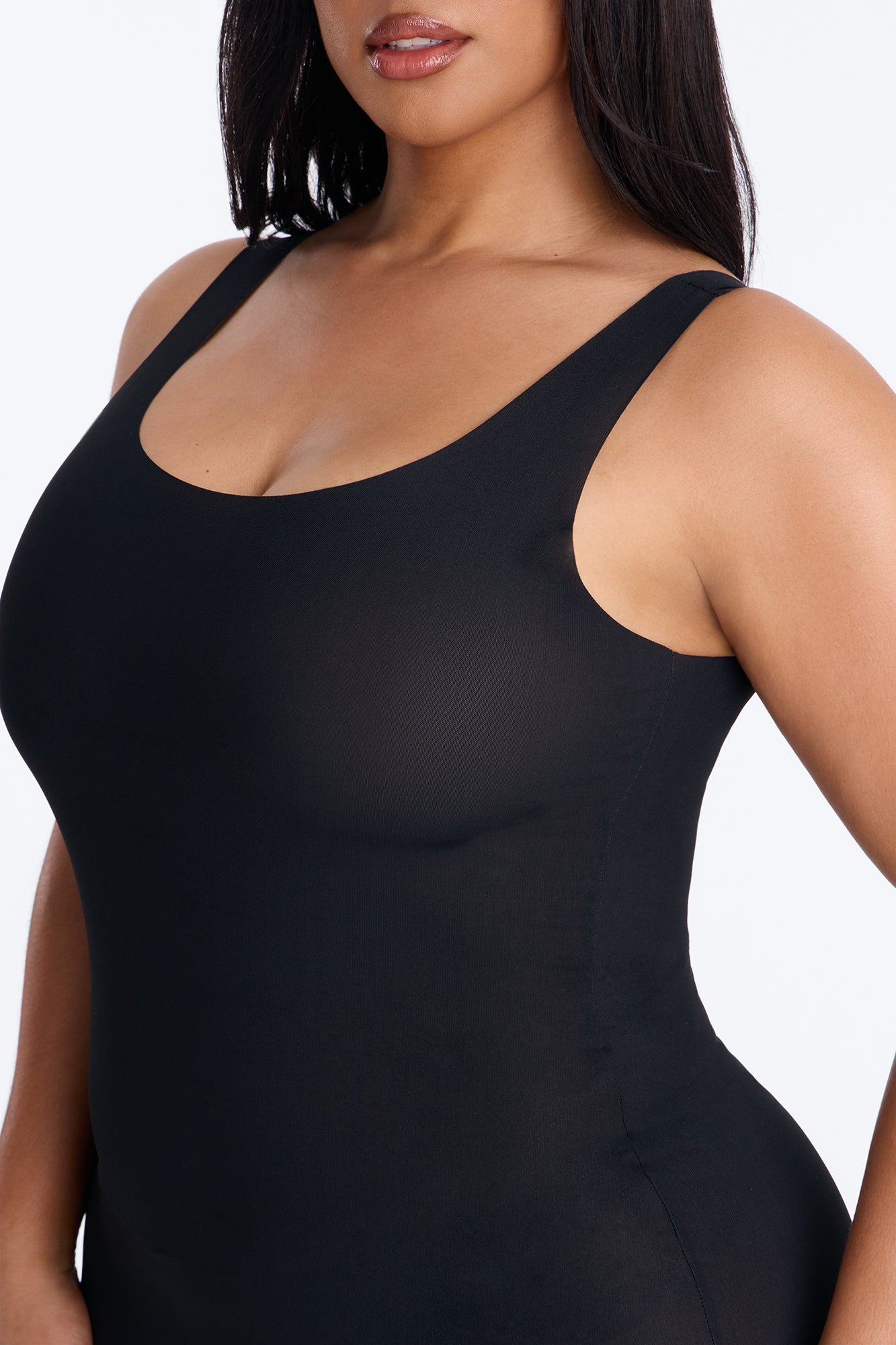 Power Mesh Low Scoop Back Sleeveless Maxi Dress - Black image 7