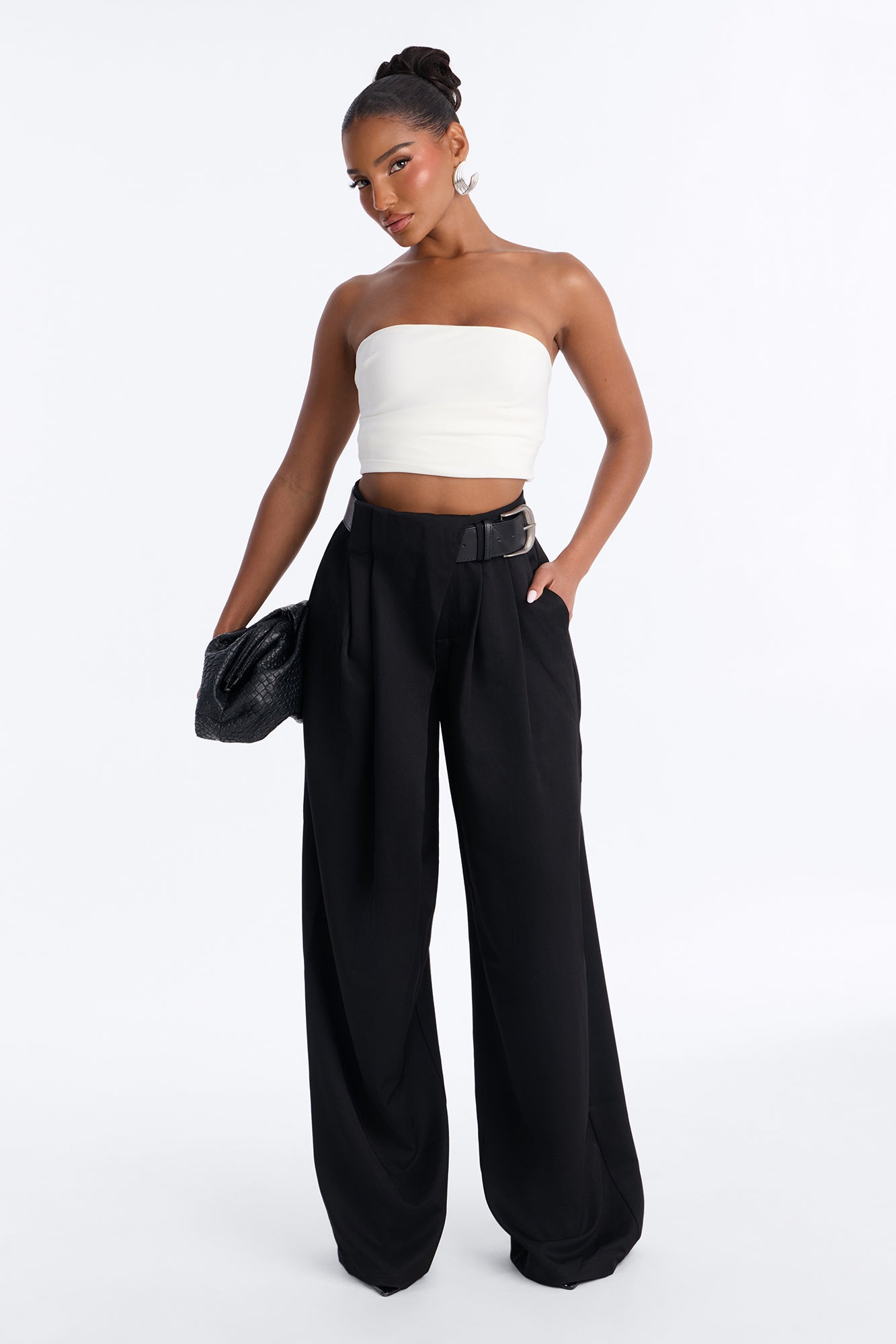 Natalie High Rise Wide Leg Trouser - Black