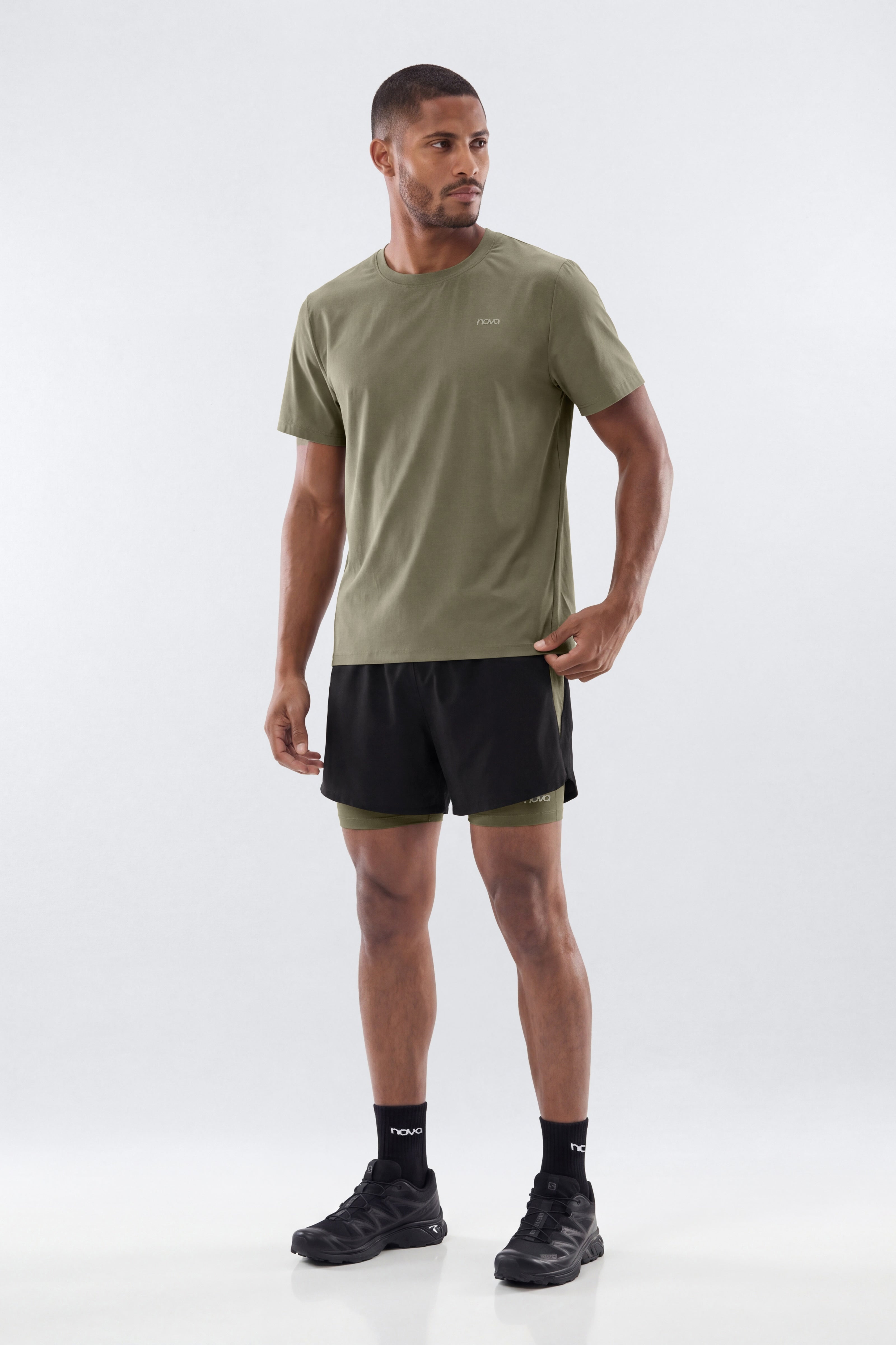 Lightweight Nylon RipStop Running Shorts - Moss