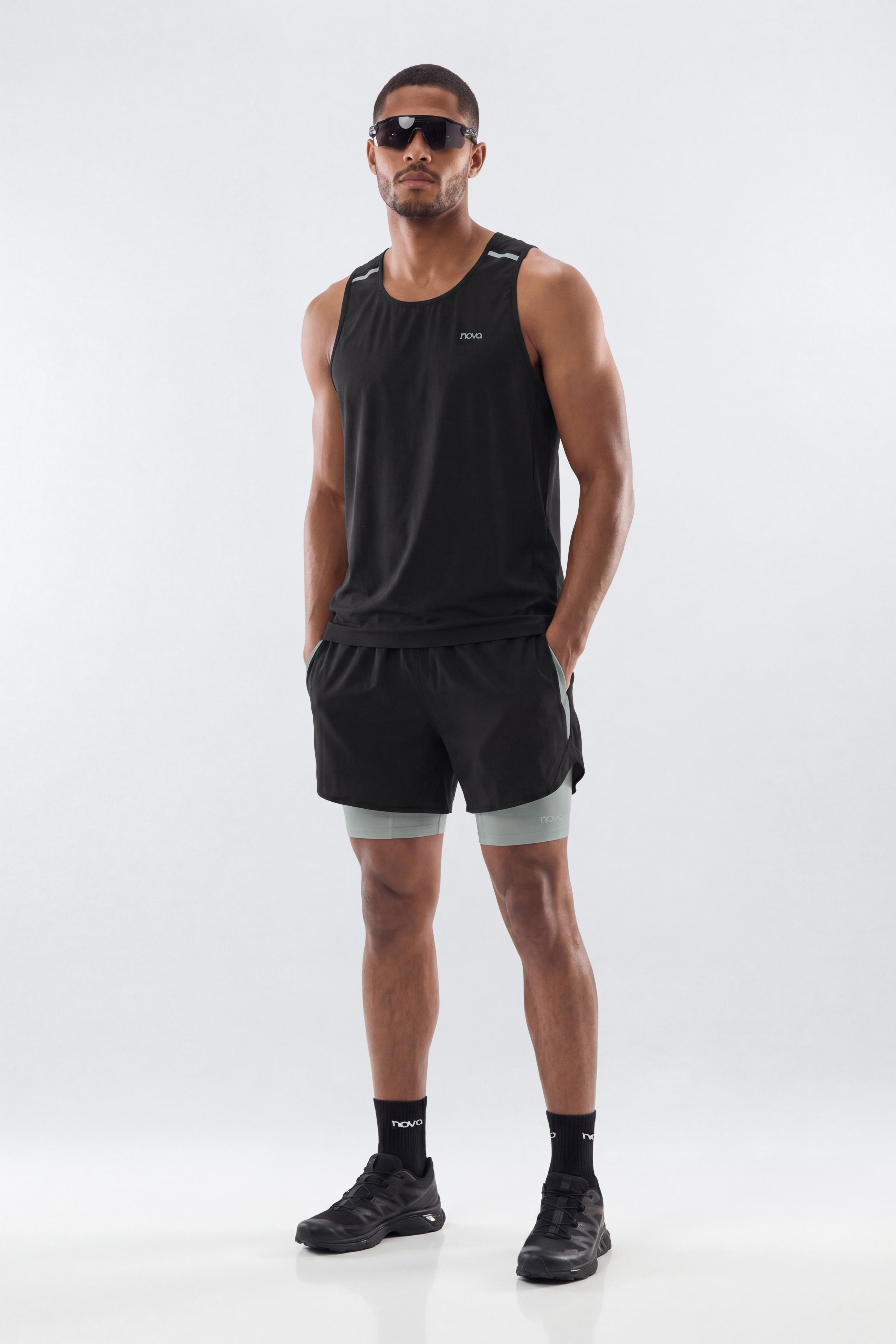 Lightweight Reflective Running Tank - Black