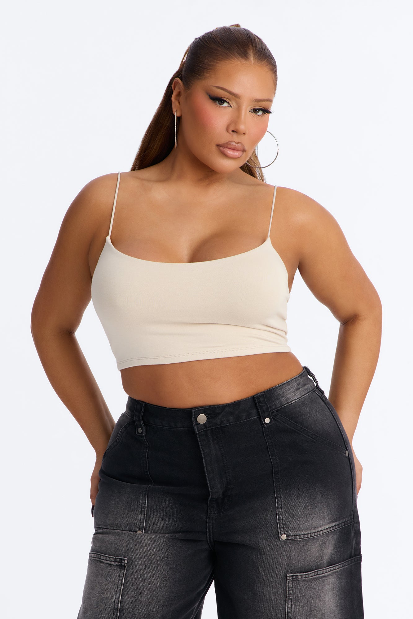 Kiki Super Cropped Top - Stone