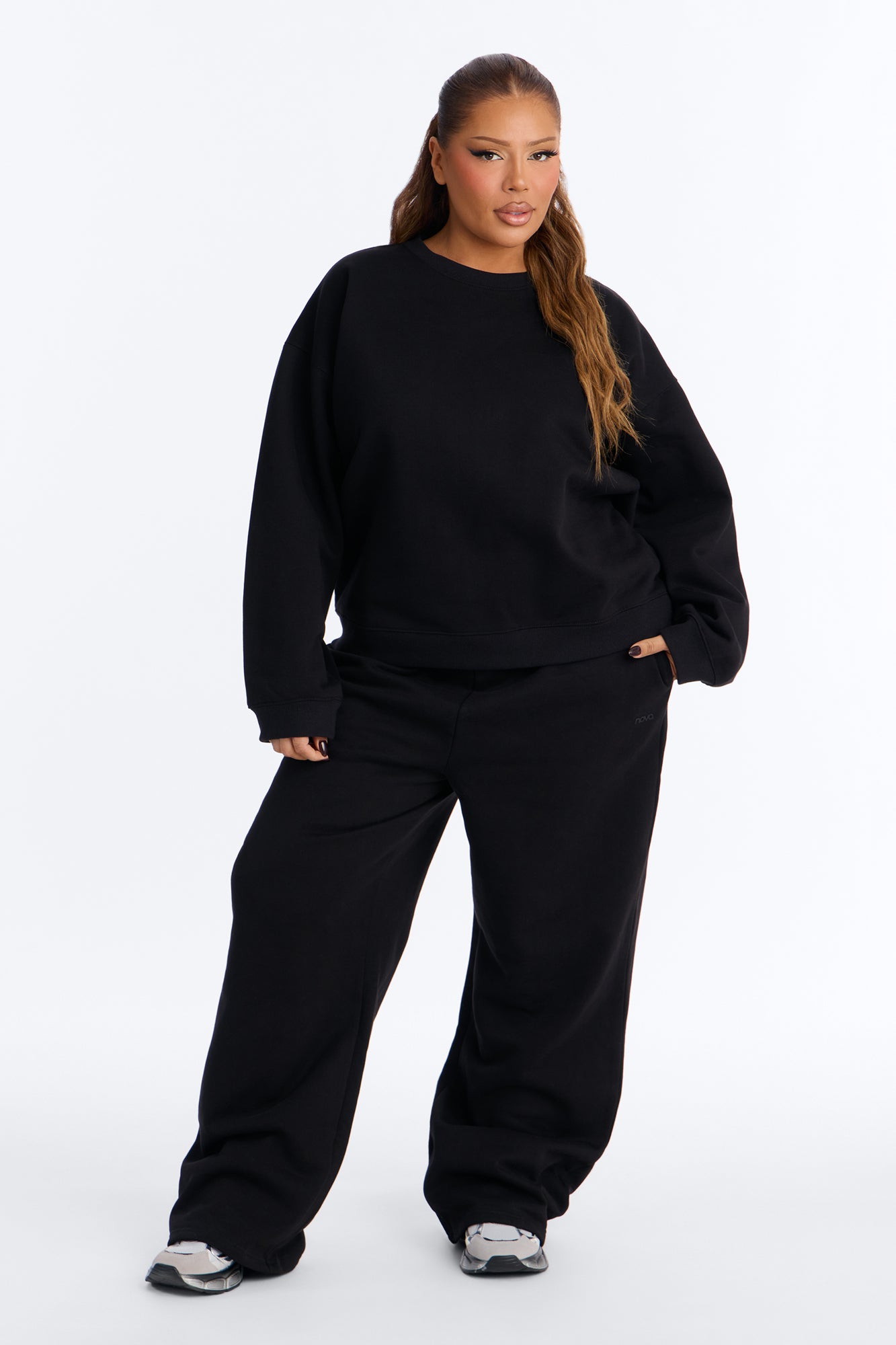 Libby Fleece Straight Leg Sweatpant - Black