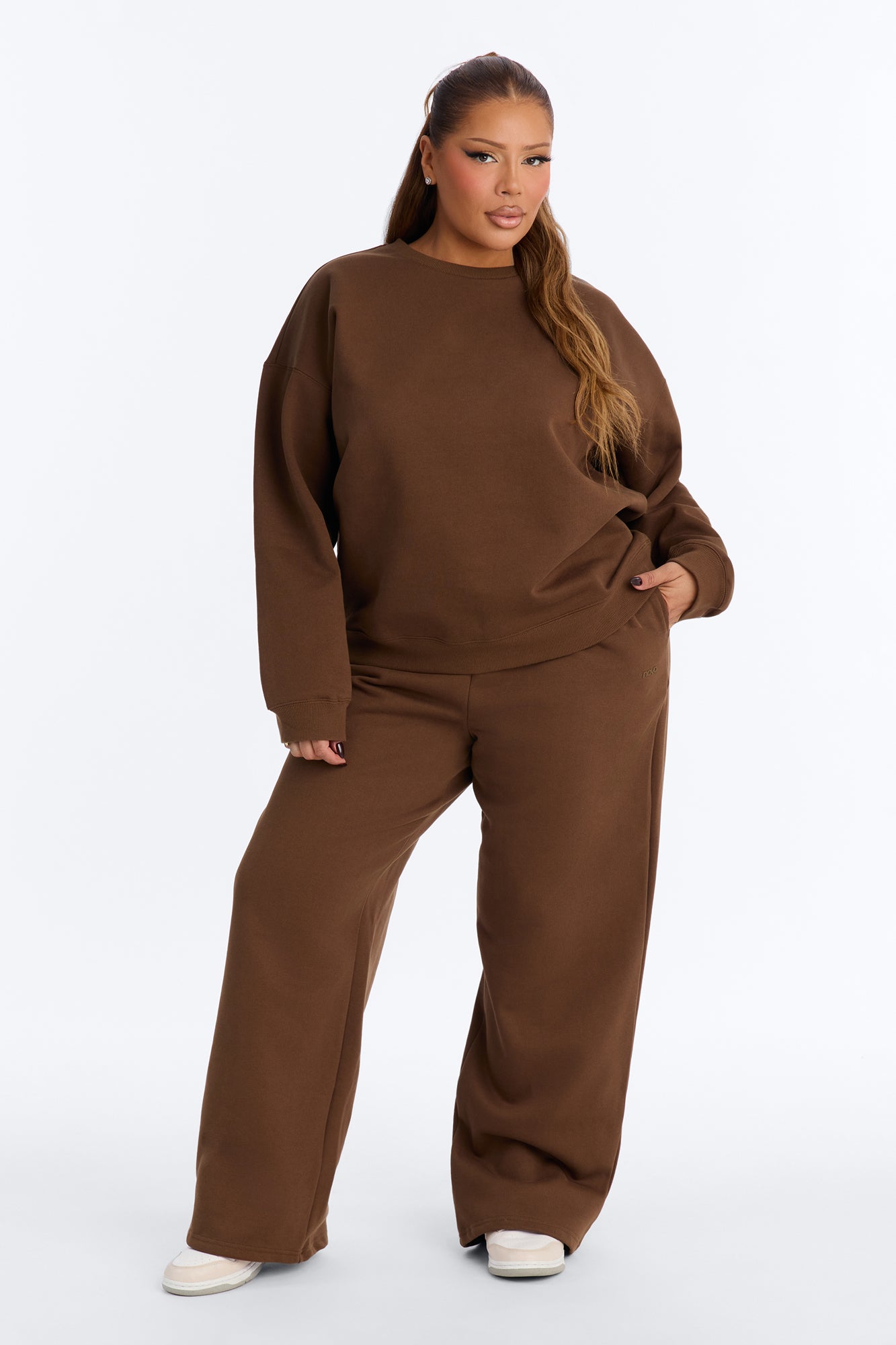 Libby Fleece Straight Leg Sweatpant - Brown