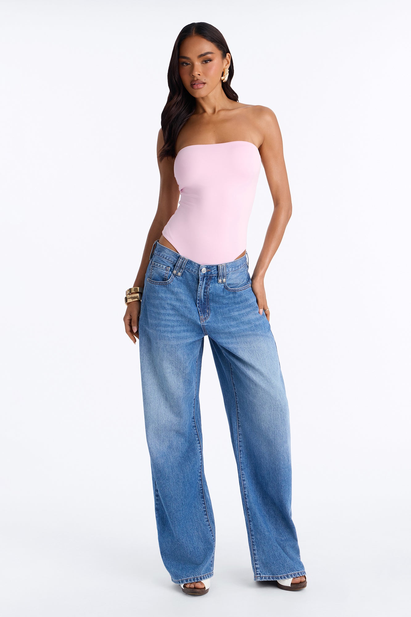 Contour Double Lined Strapless Bodysuit - Light Pink