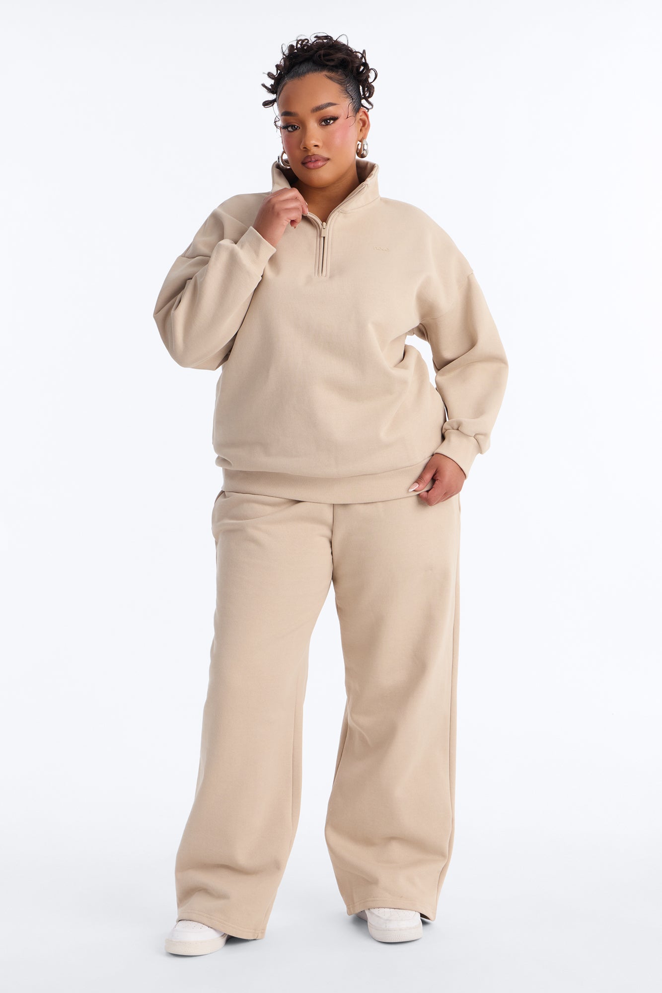 Libby Quarter Zip Fleece Sweatshirt - Taupe image 2
