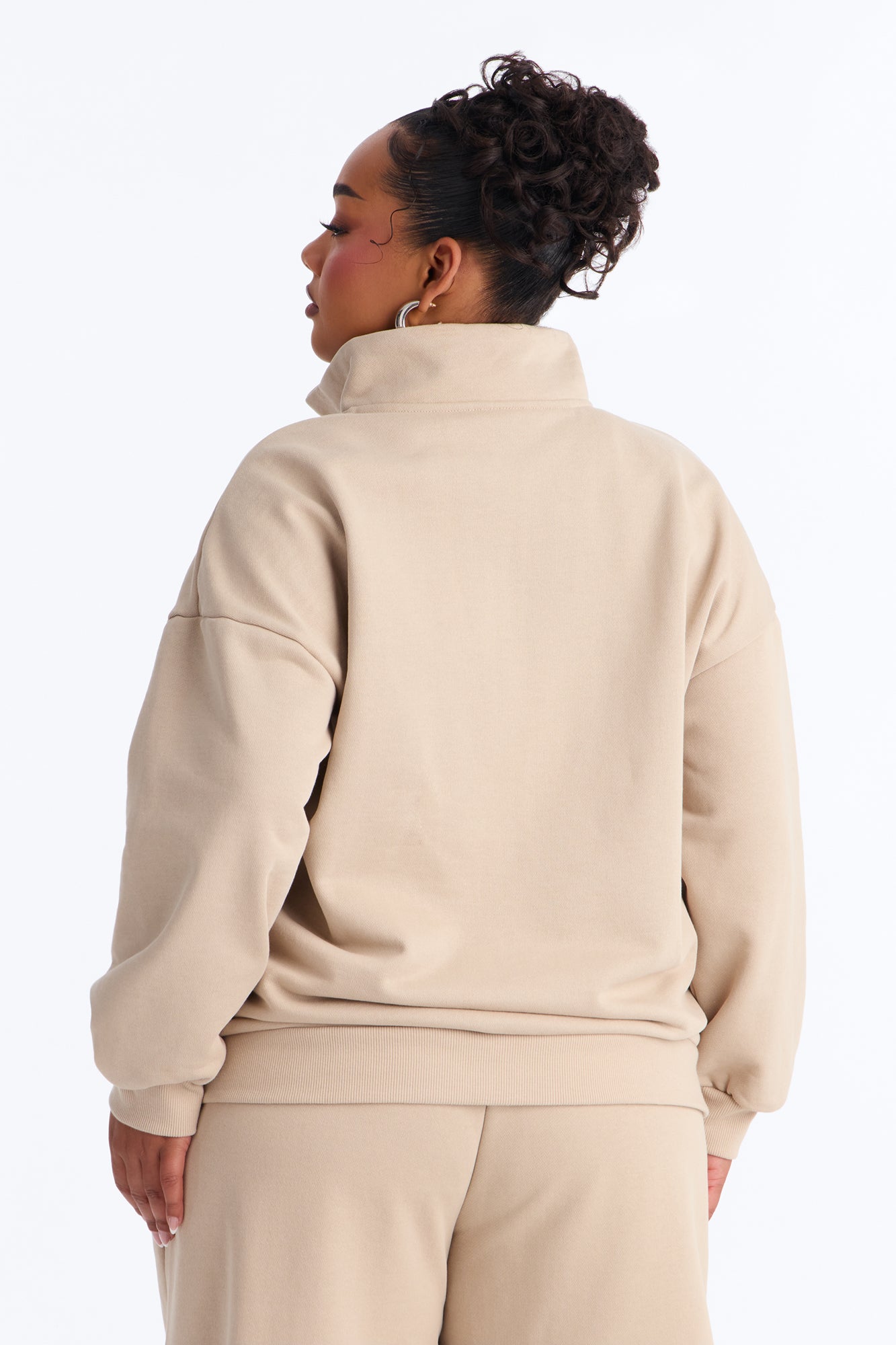 Libby Quarter Zip Fleece Sweatshirt - Taupe image 4