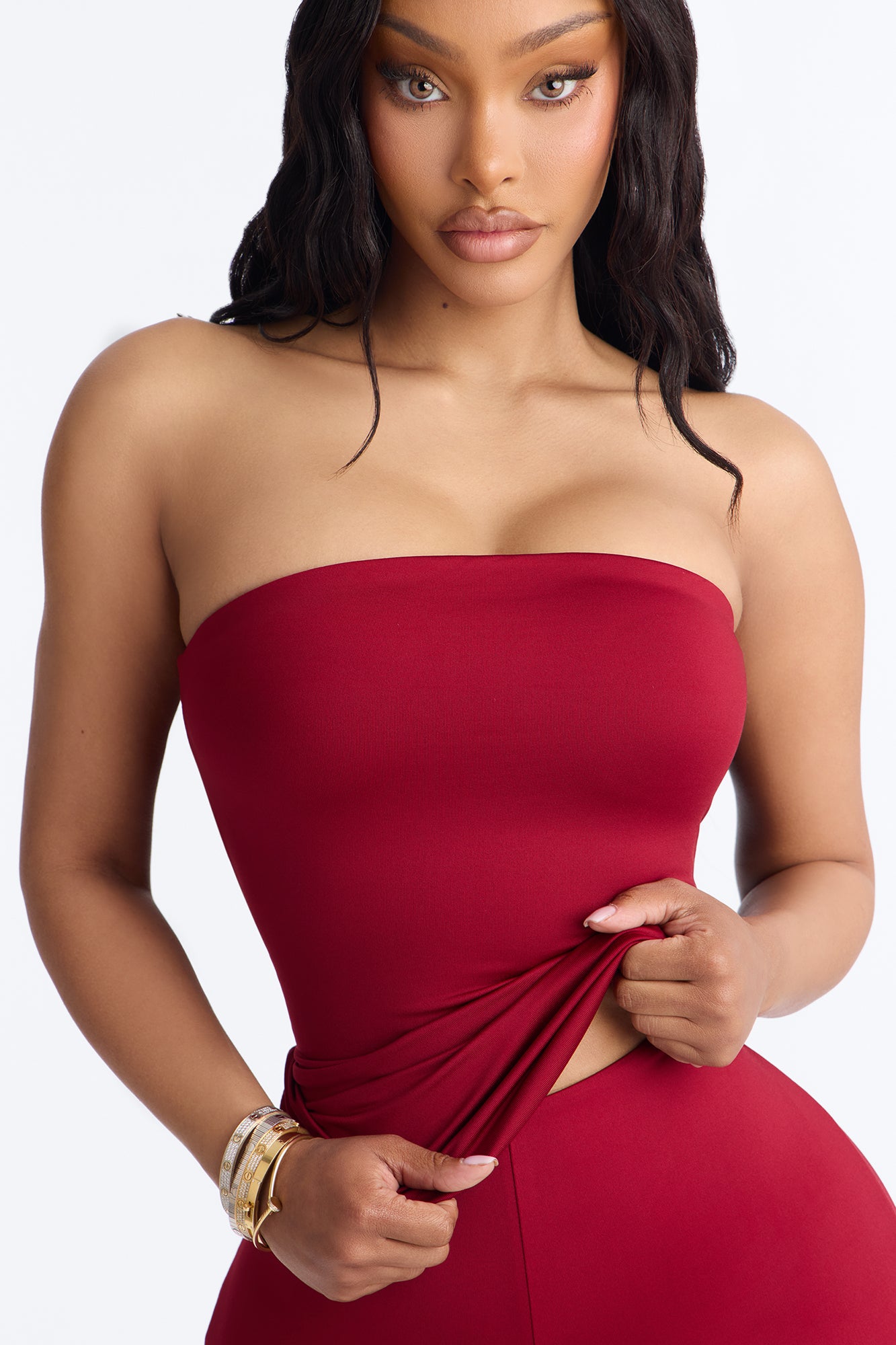 Contour Double Lined Tube Top - DarkRed image 3