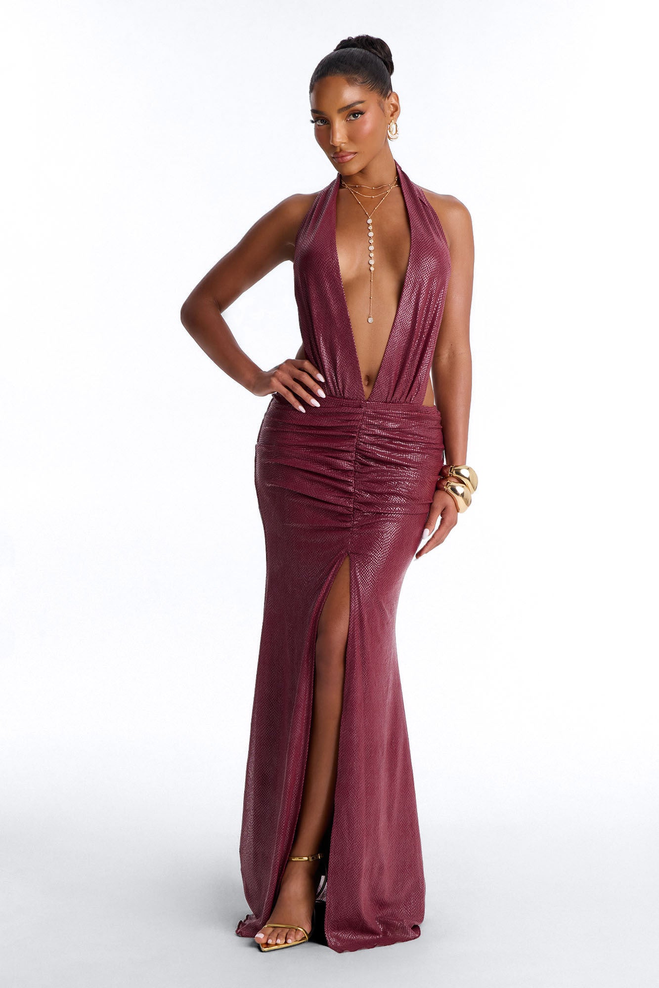 Out Of My Control Maxi Dress - Burgundy