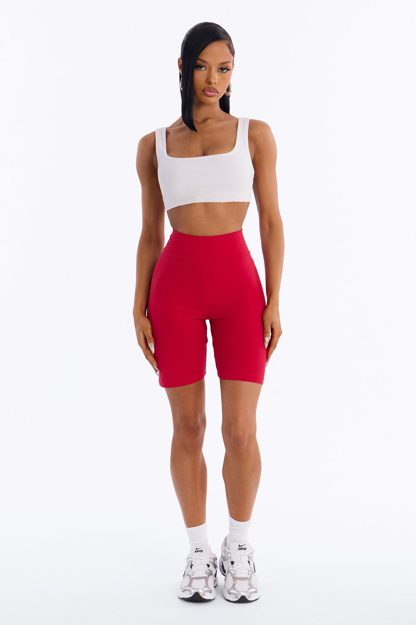 Quinn High Rise Everyday Cotton Biker Short 7″ - Red