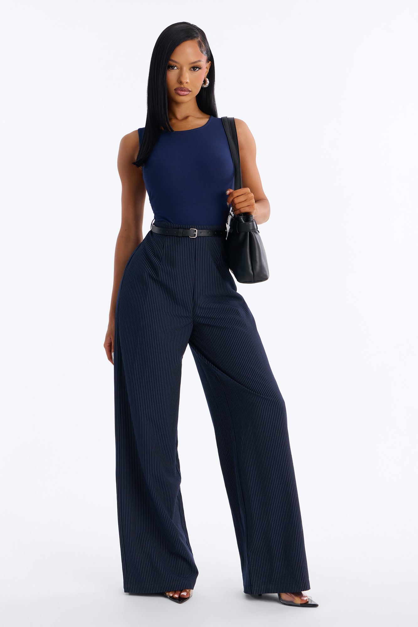 Jen Twofer Pinstripe Jumpsuit - Navy