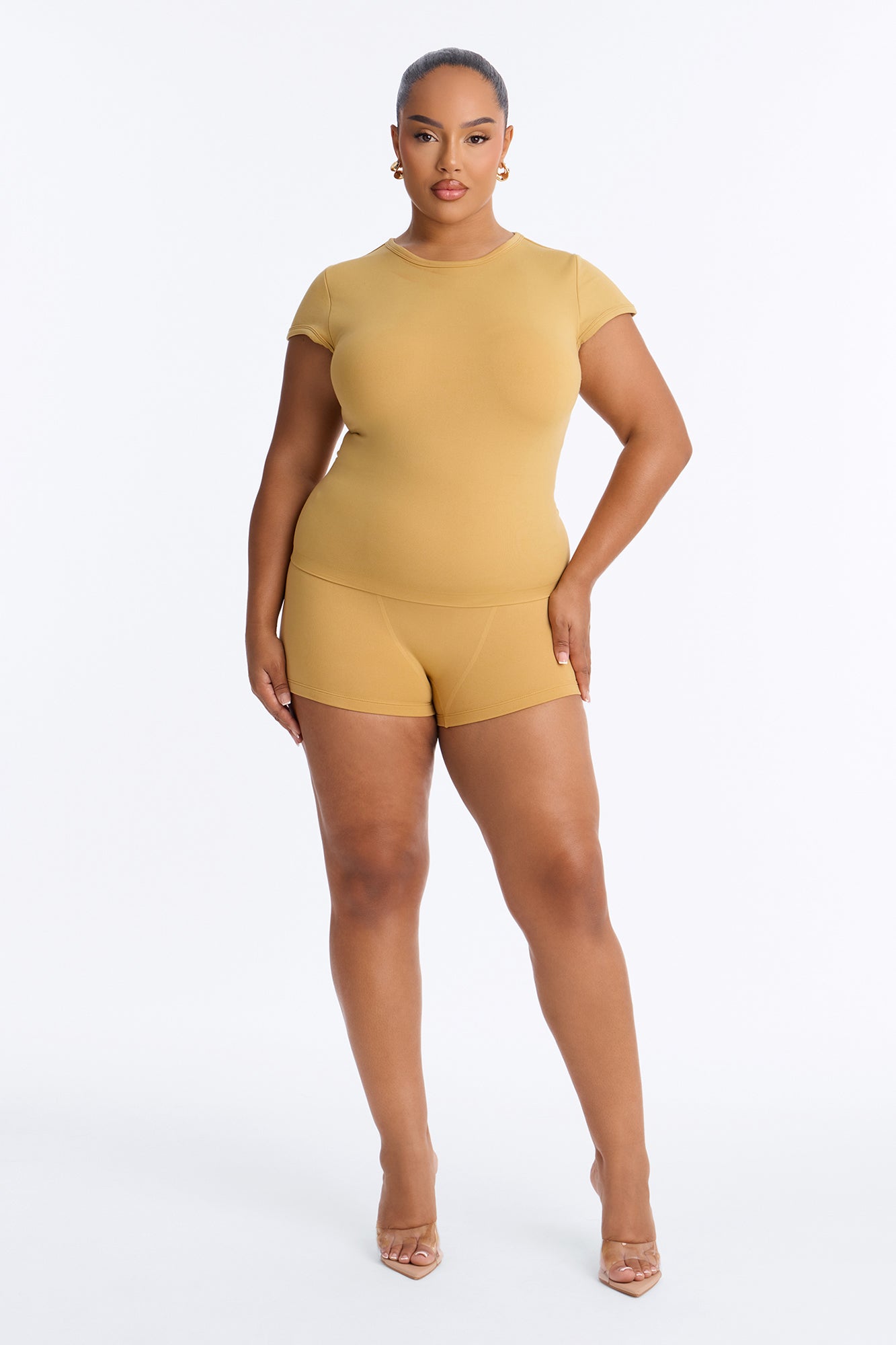 Seamless Smooth Double Lined Cap Sleeve Baby Tee - Honey image 6