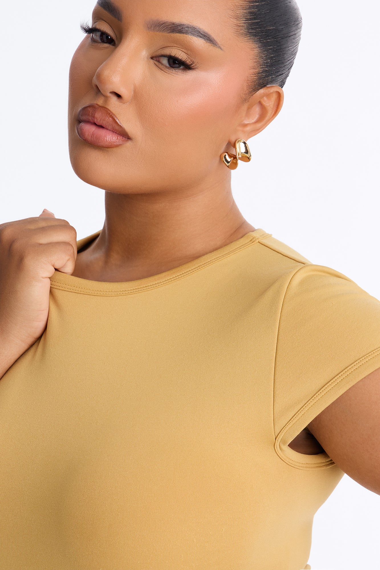 Seamless Smooth Double Lined Cap Sleeve Baby Tee - Honey image 7