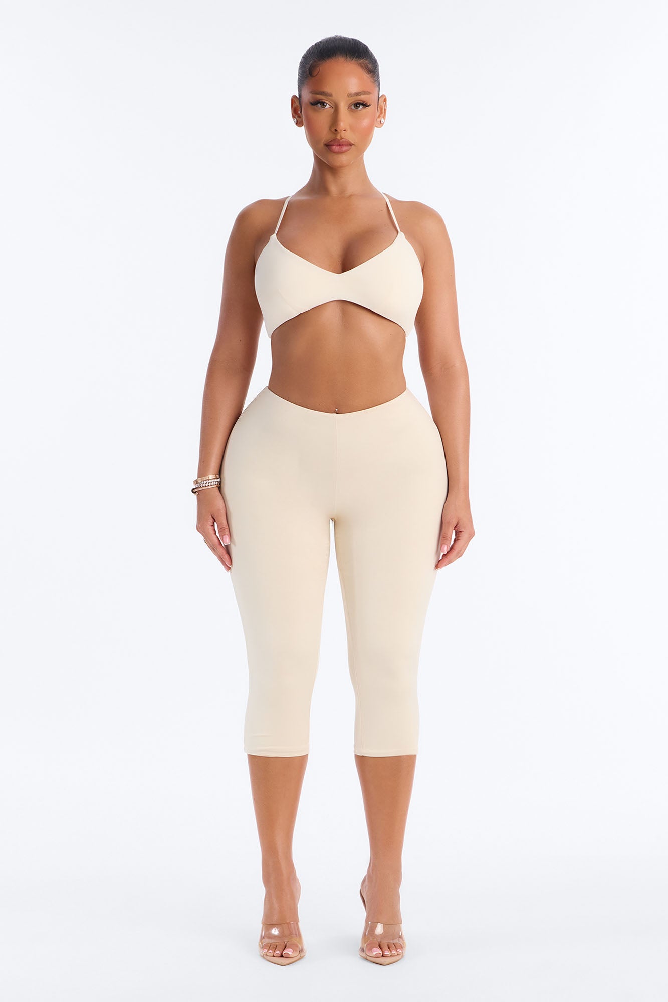 Second Skin Scoop Neck Spaghetti Strap Bra Top - Bone image 2
