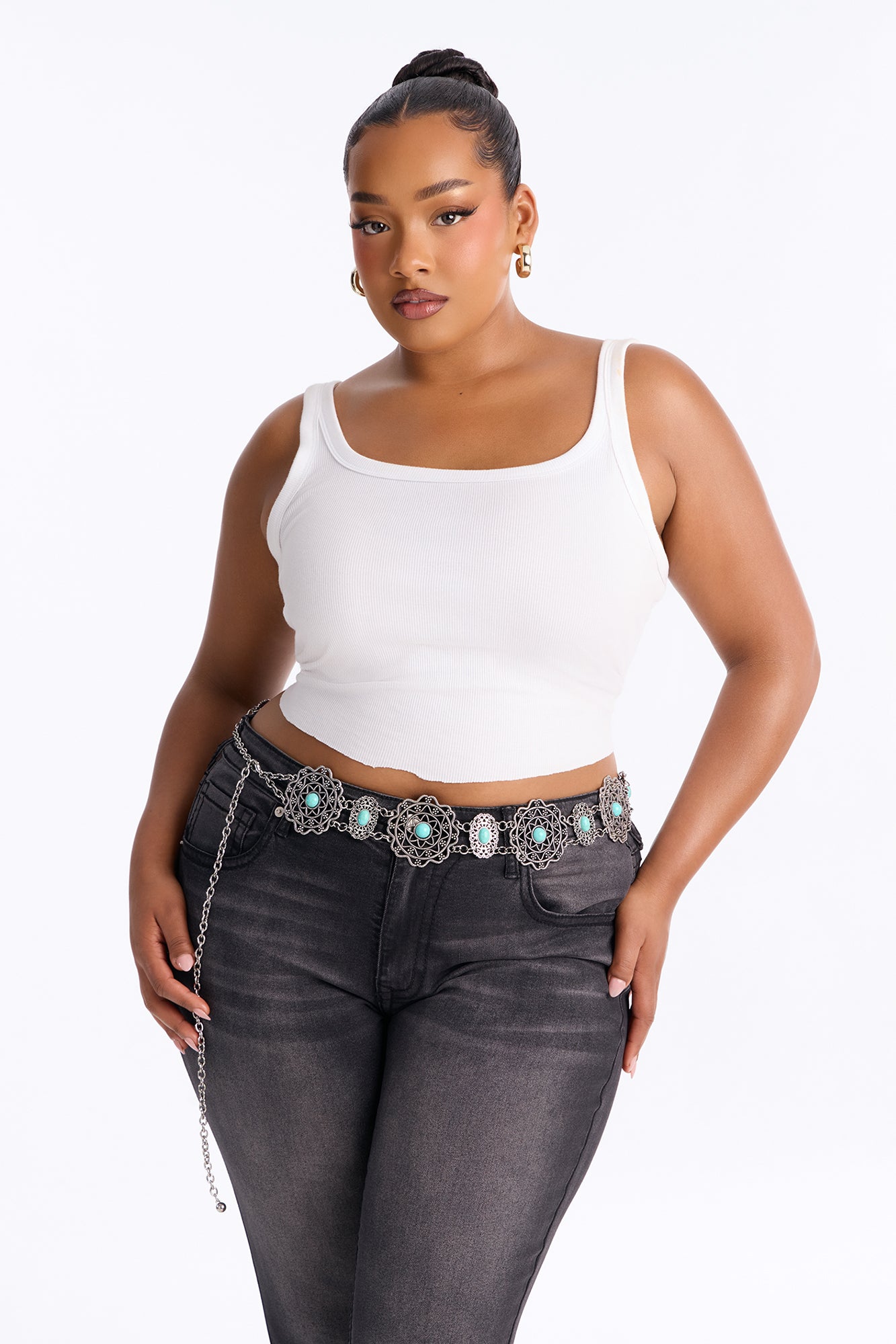Flowers Of Metal Chain Belt - Silver/Combo image 3