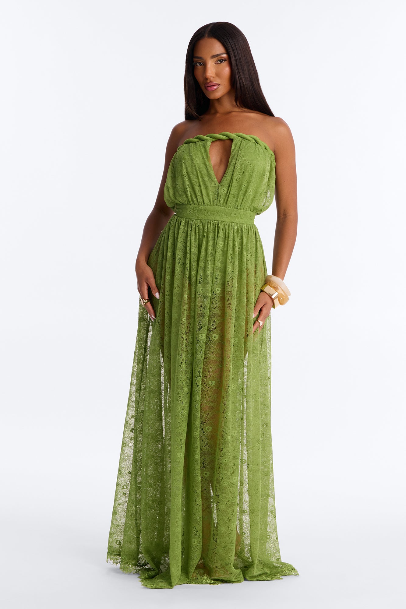 Came To Play Lace Maxi Dress - Green