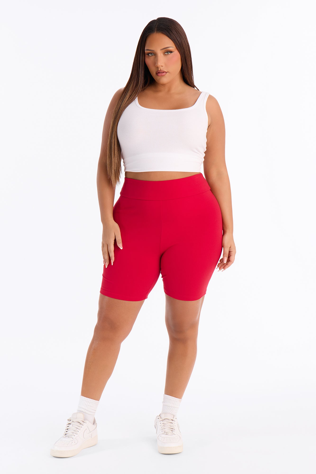 Quinn High Rise Everyday Cotton Biker Short 7″ - Red