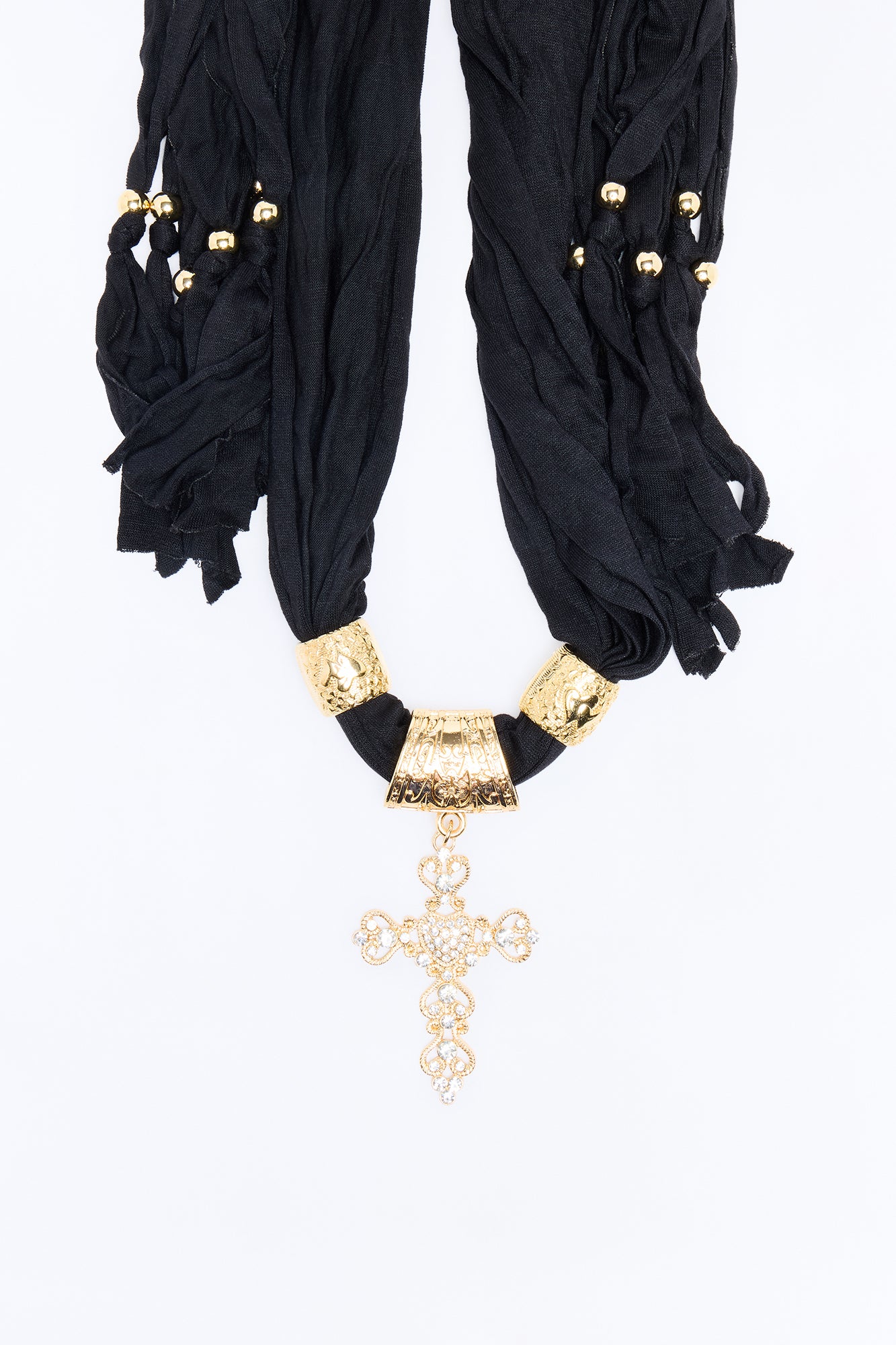 Sahara Scarf Necklace - Gold/Black