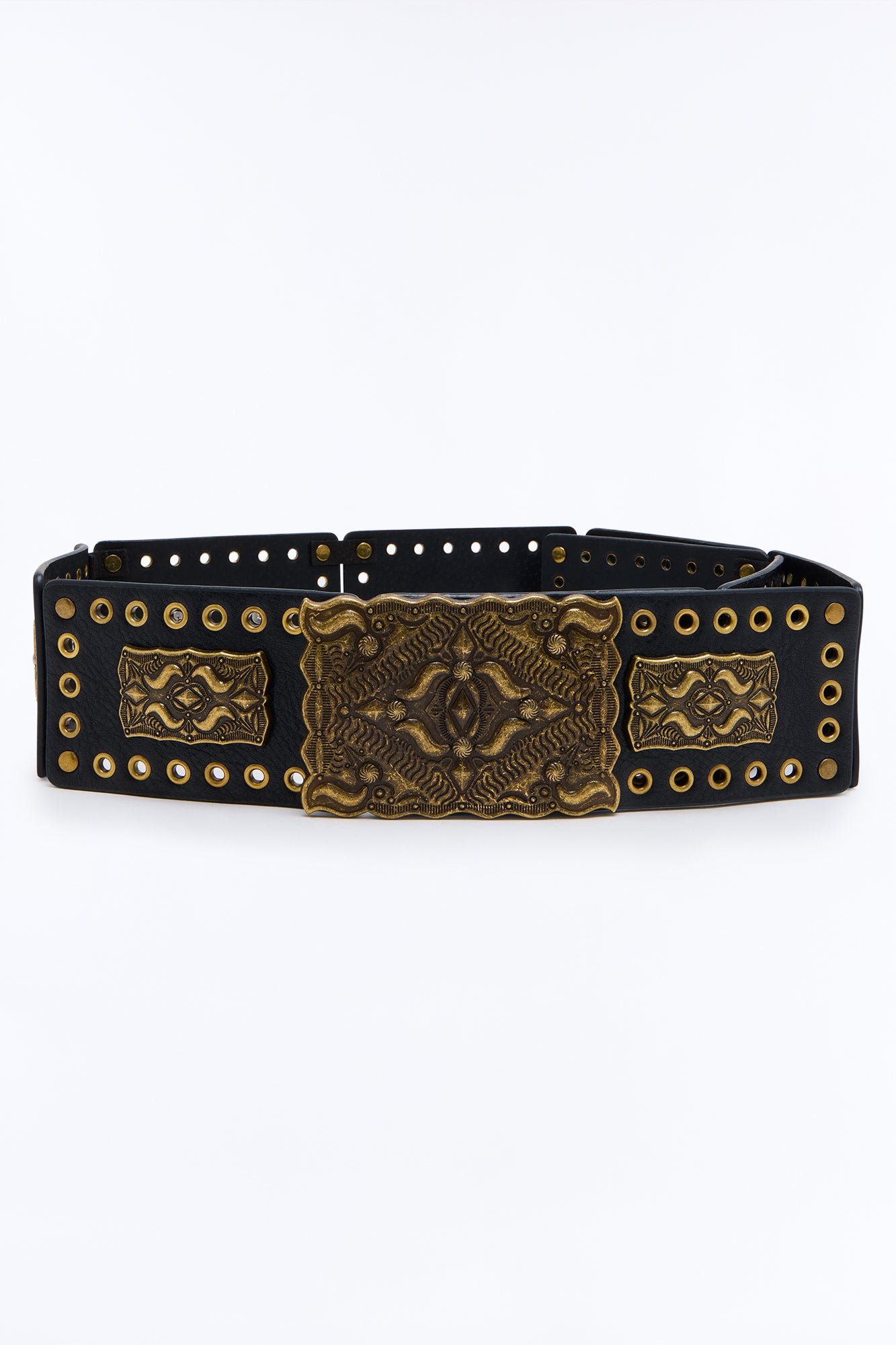 Don't Slow Down Faux Leather Wide Belt - Brown/combo
