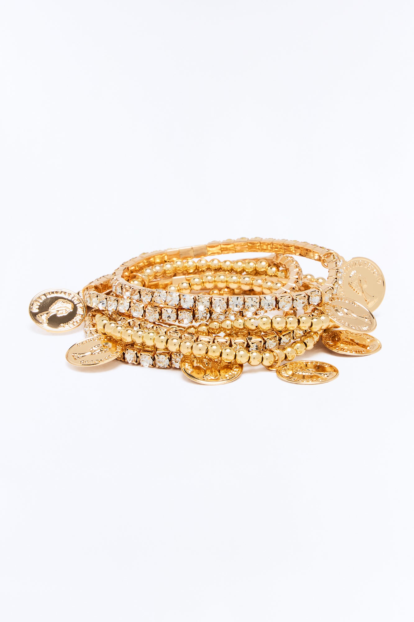 One Of Many Coin 7 Piece Bracelet Set - Gold