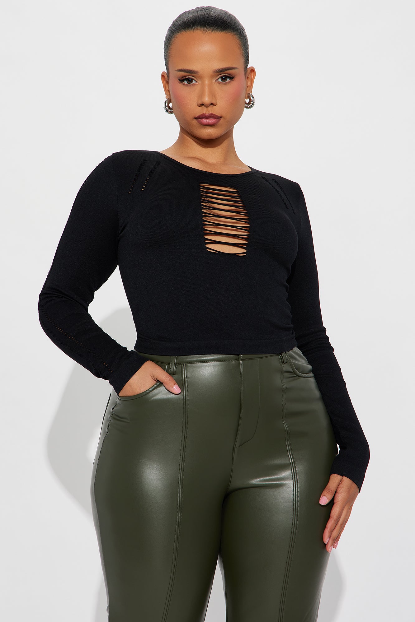 Hot Girl Energy Long Sleeve Top - Black image 4