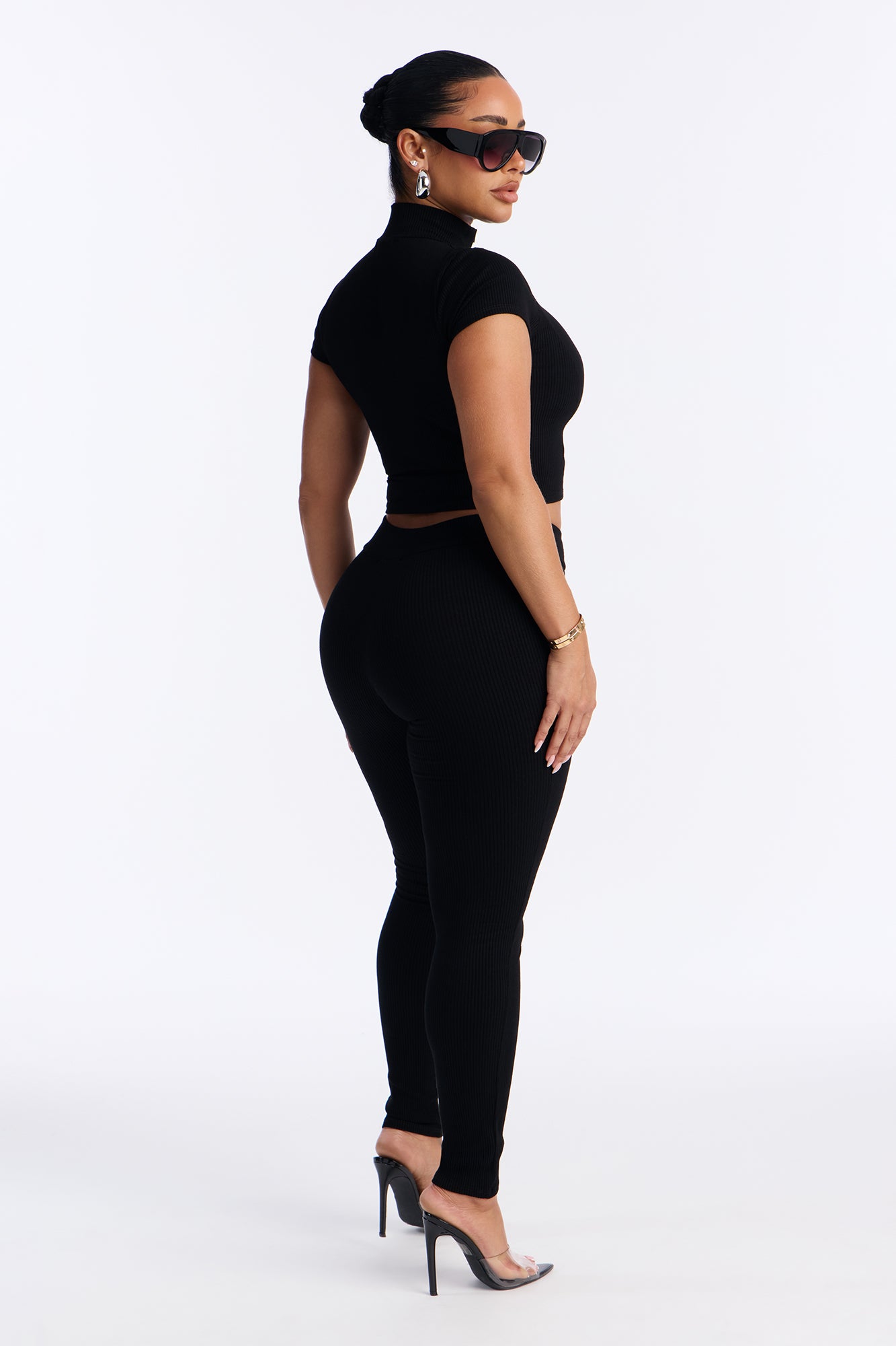 Mia Zip Snatched Pant Set - Black image 4