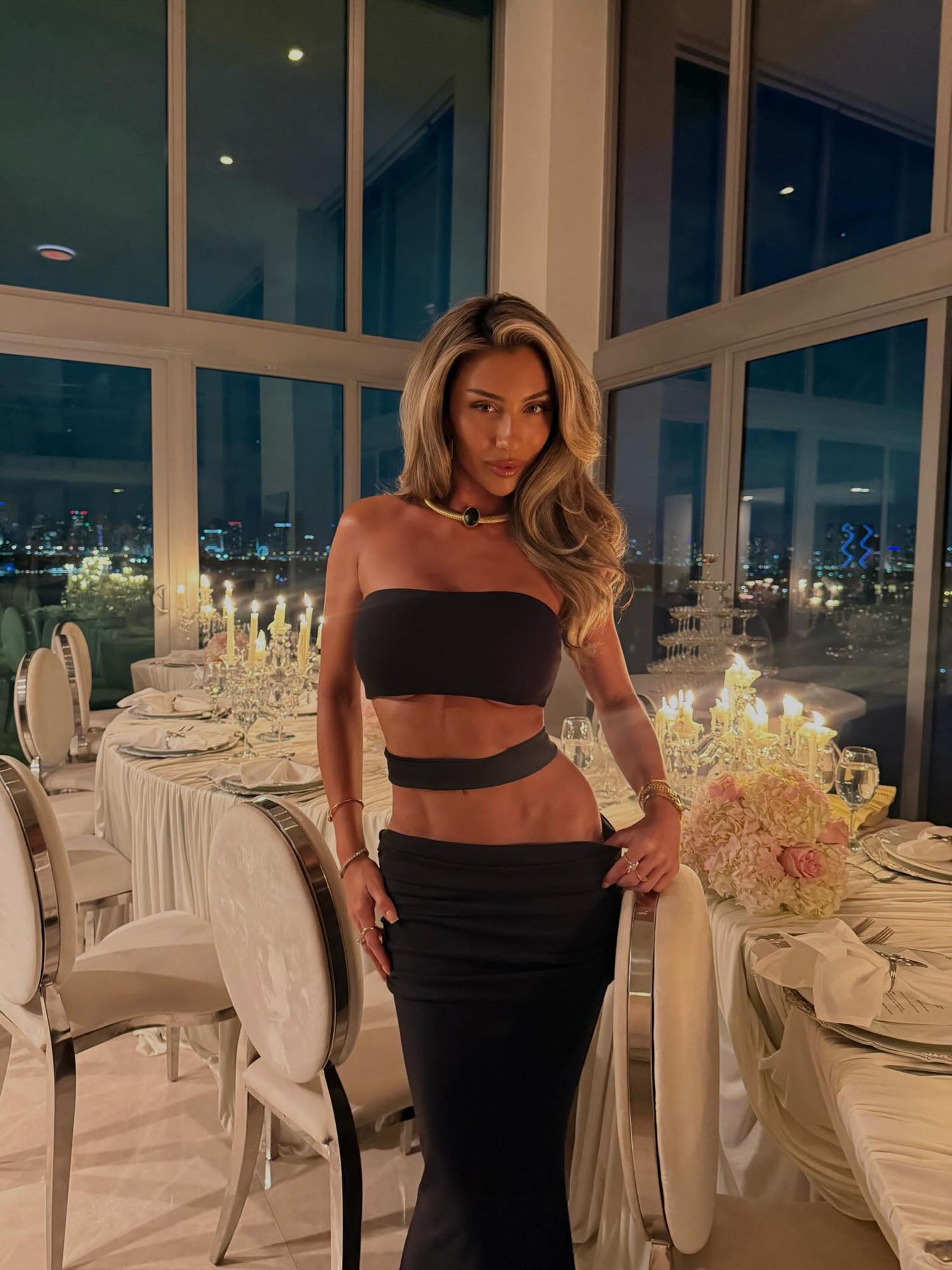 Bianca Matte Form Double Lined Maxi Skirt Set - Black image 4
