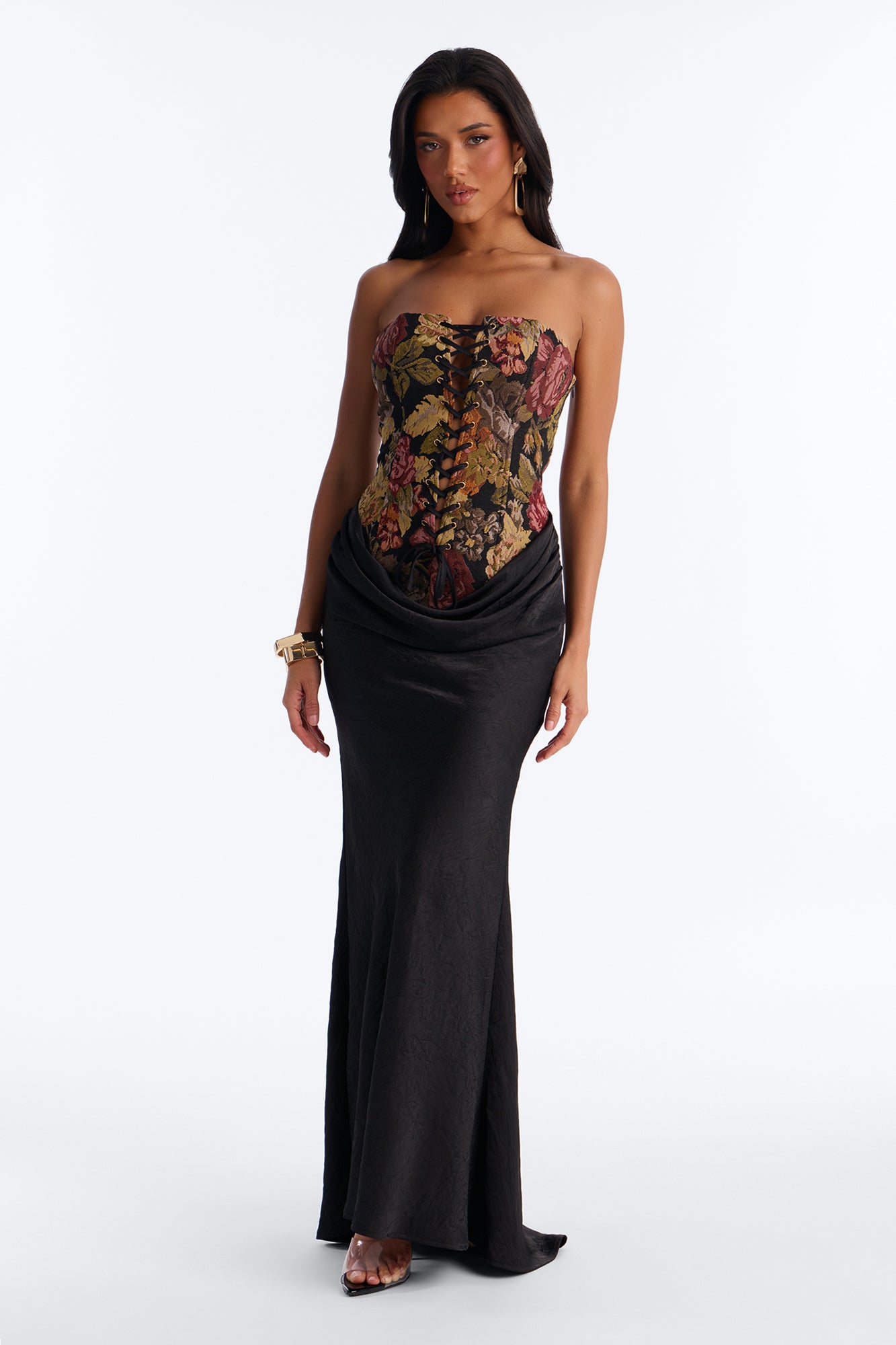 Paige Floral Jacquard Maxi Dress - Black/combo