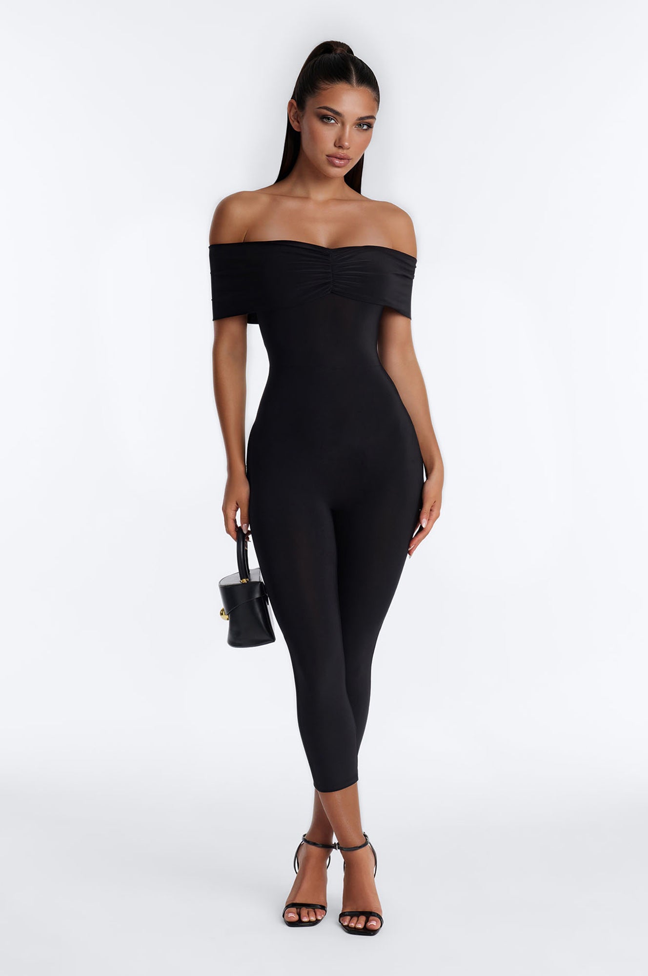 Pauly Off Shoulder Capri Jumpsuit - Black