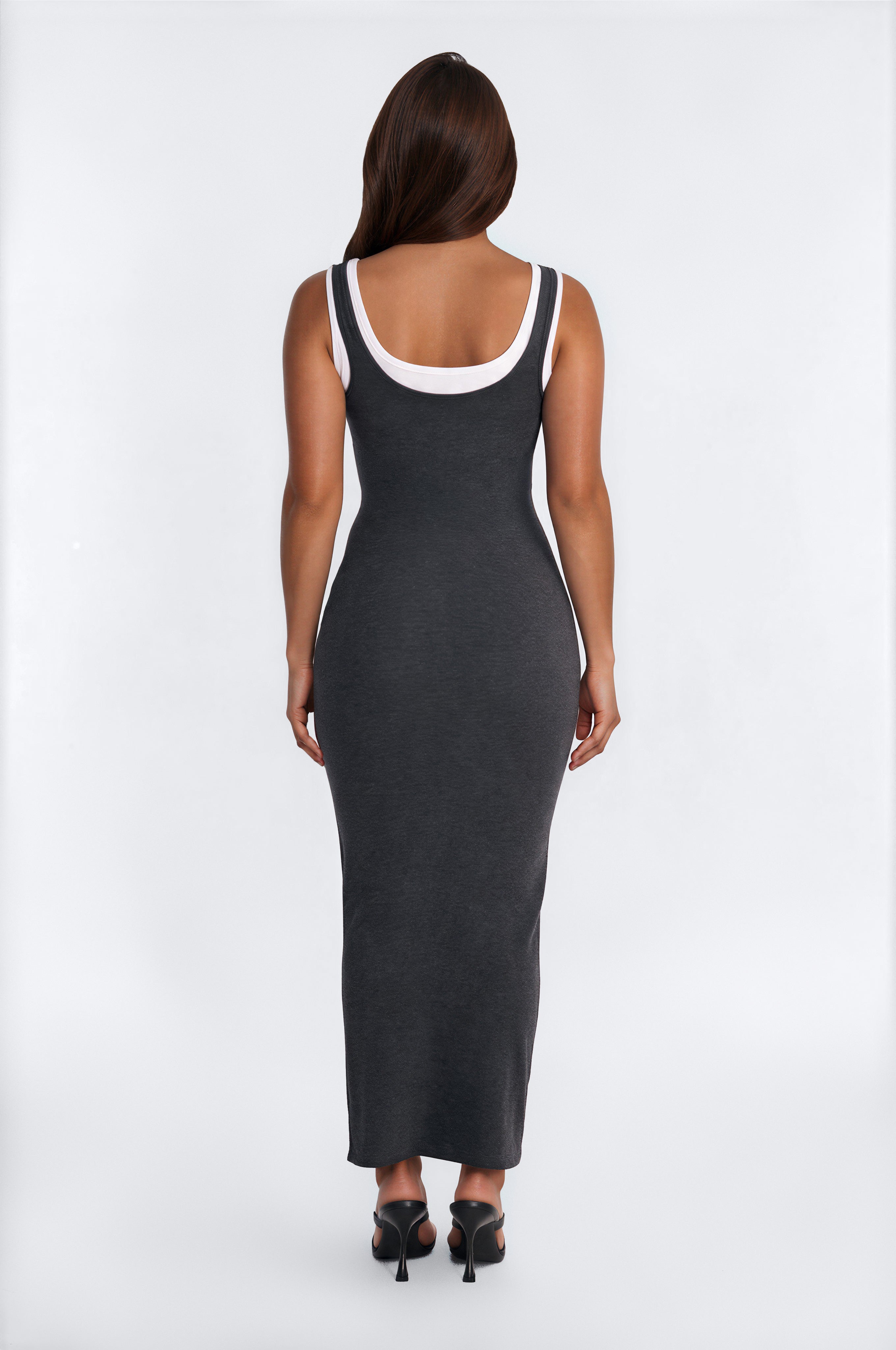 Casual Cutie Double Layer Maxi Dress - Charcoal image 7