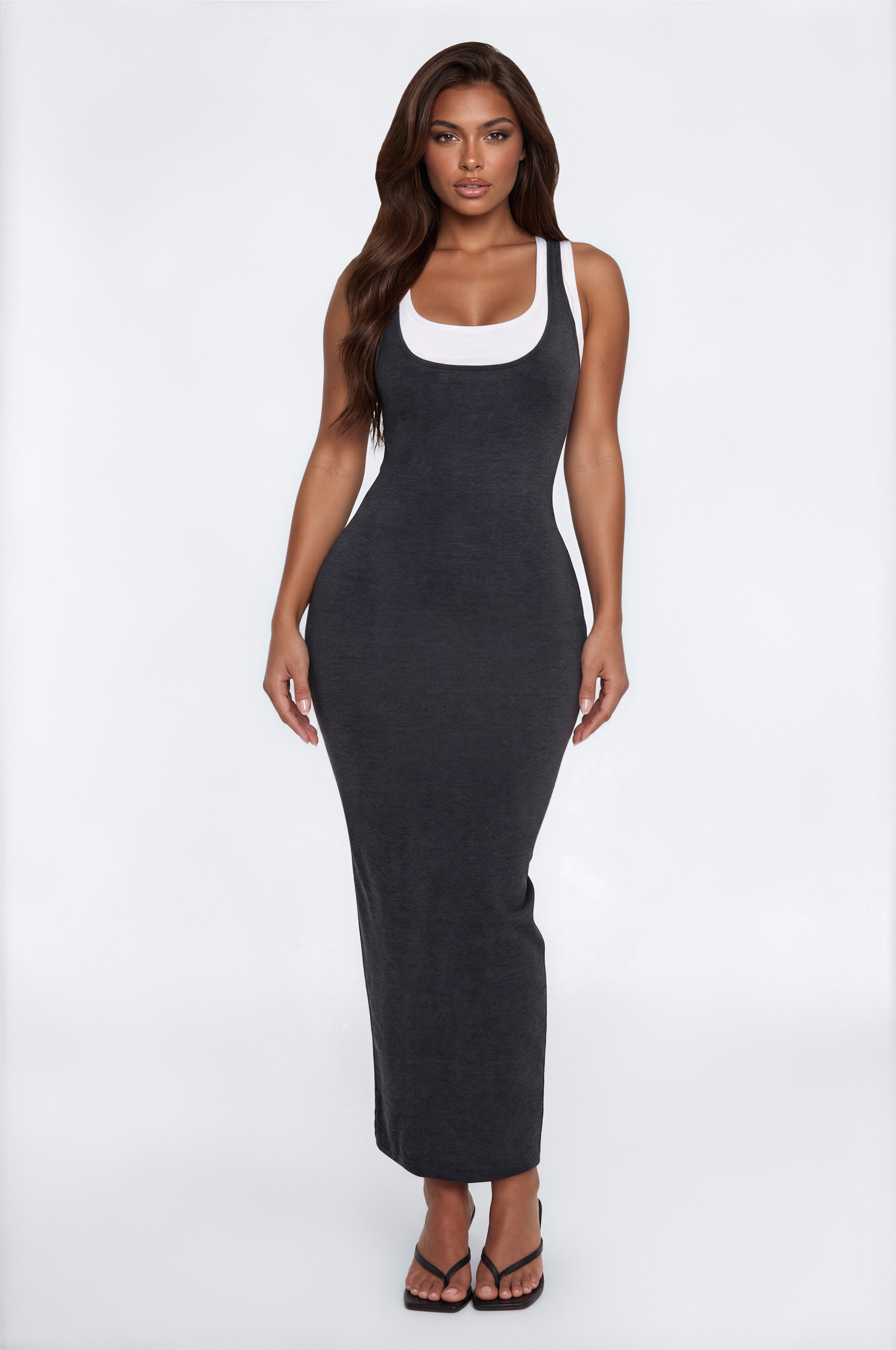 Casual Cutie Double Layer Maxi Dress - Charcoal image 5