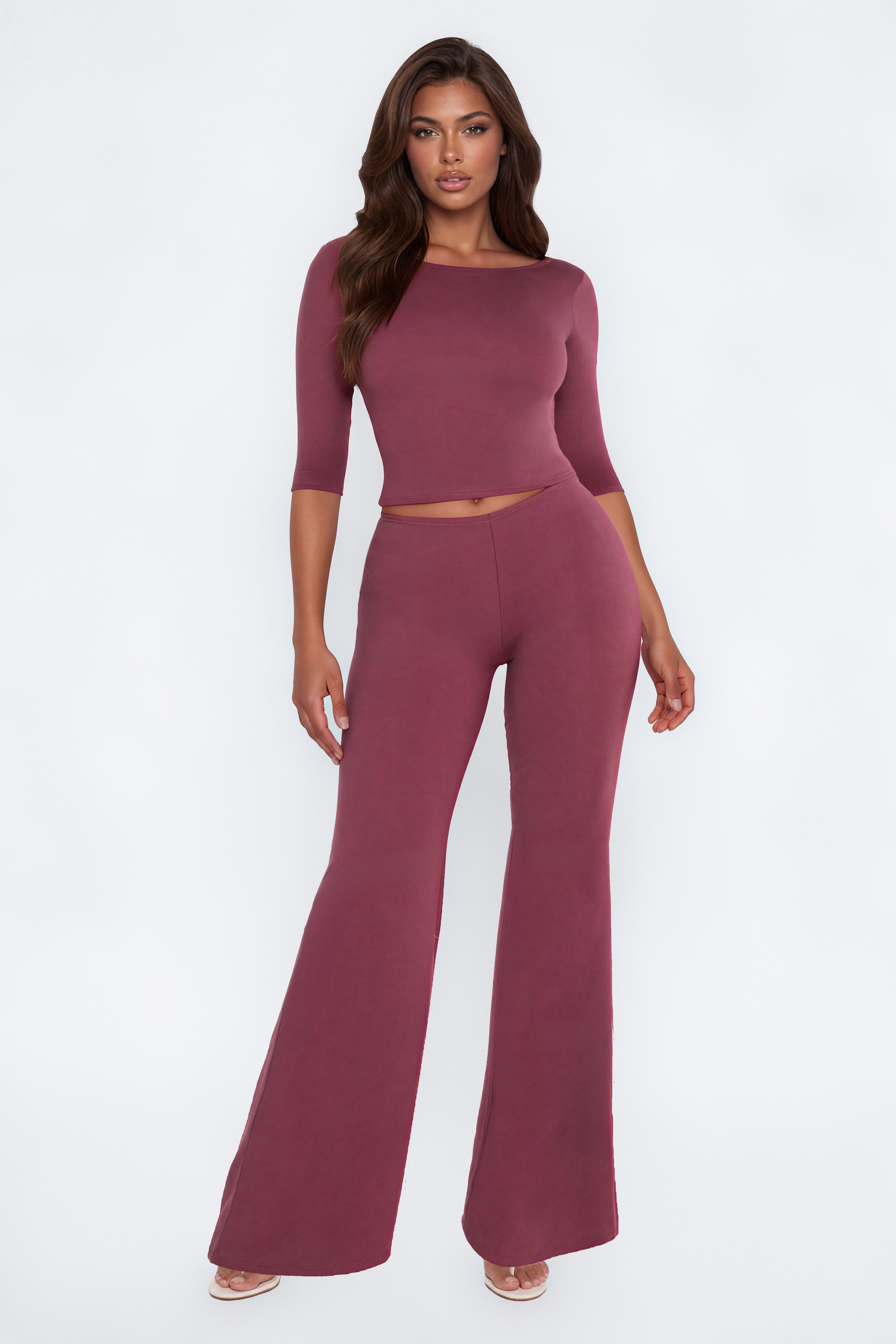 Leanne 3/4 Sleeve Pant Set - Marsala