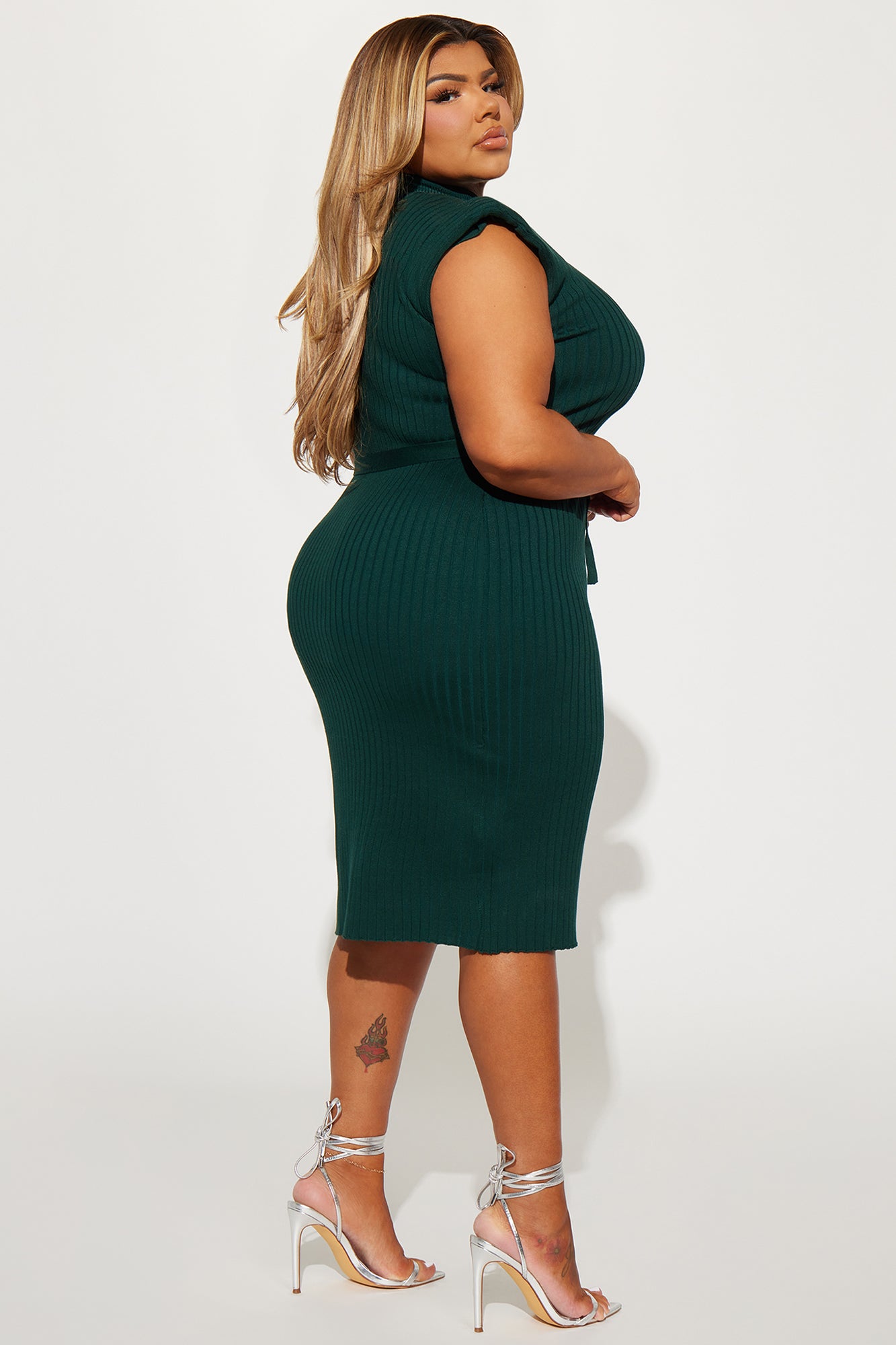 Dreamy Jane Mock Neck Midi Dress - Green