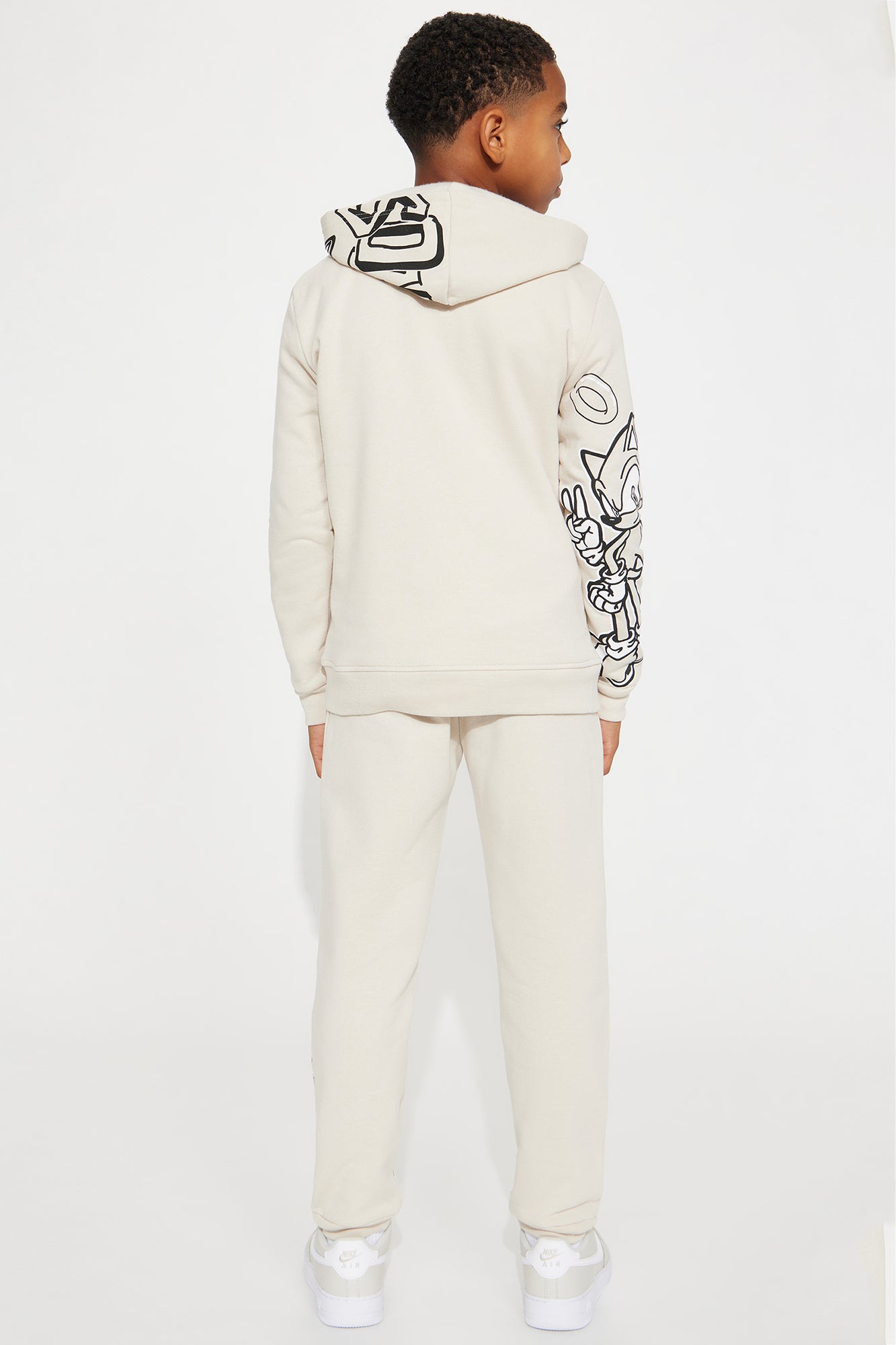 Mini Sonic Graffiti Embroidered Fleece Jogger Set - Sand
