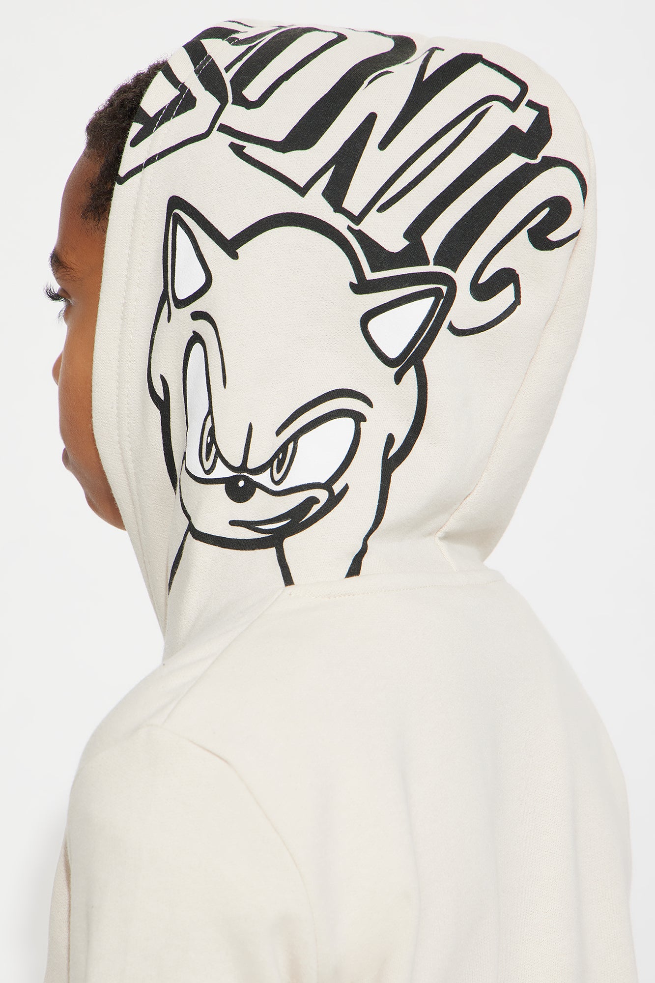 Mini Sonic Graffiti Embroidered Fleece Jogger Set - Sand