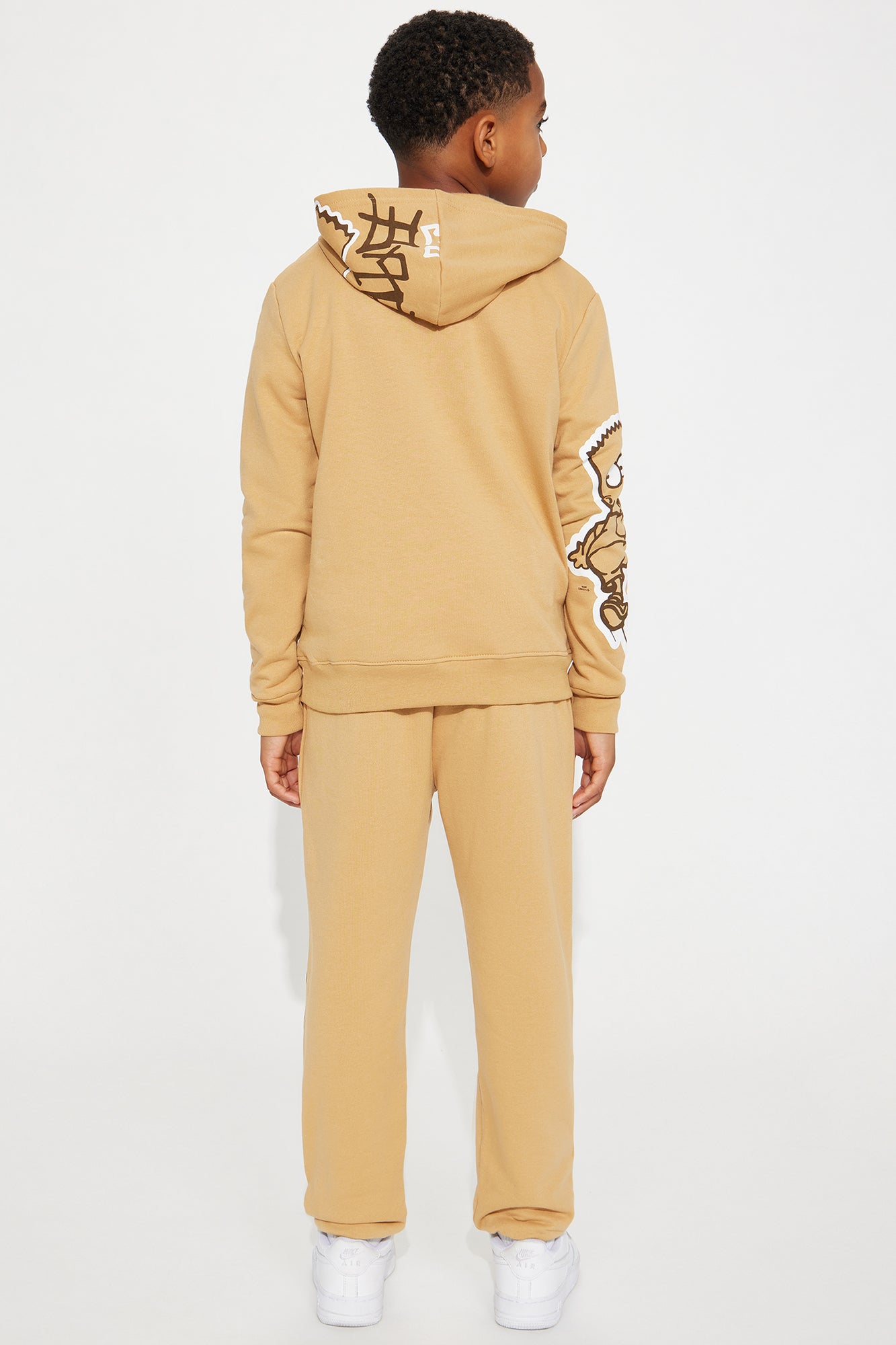 Mini Bart Graffiti Embroidered Fleece Jogger Set - Brown