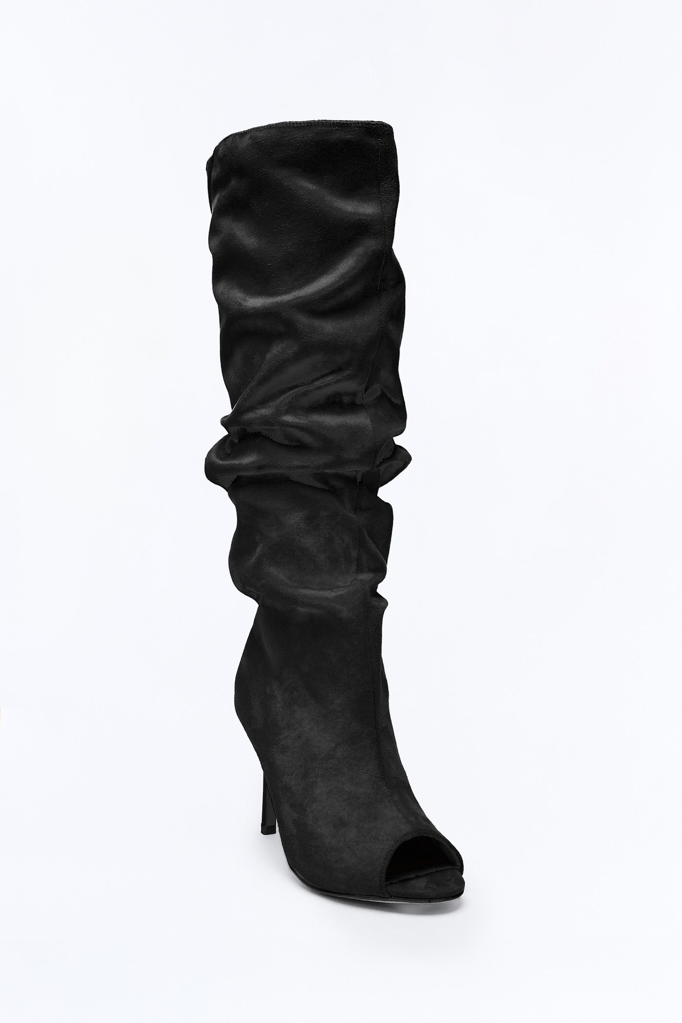 Bellajane Ruched Peep Toe Boots - Black
