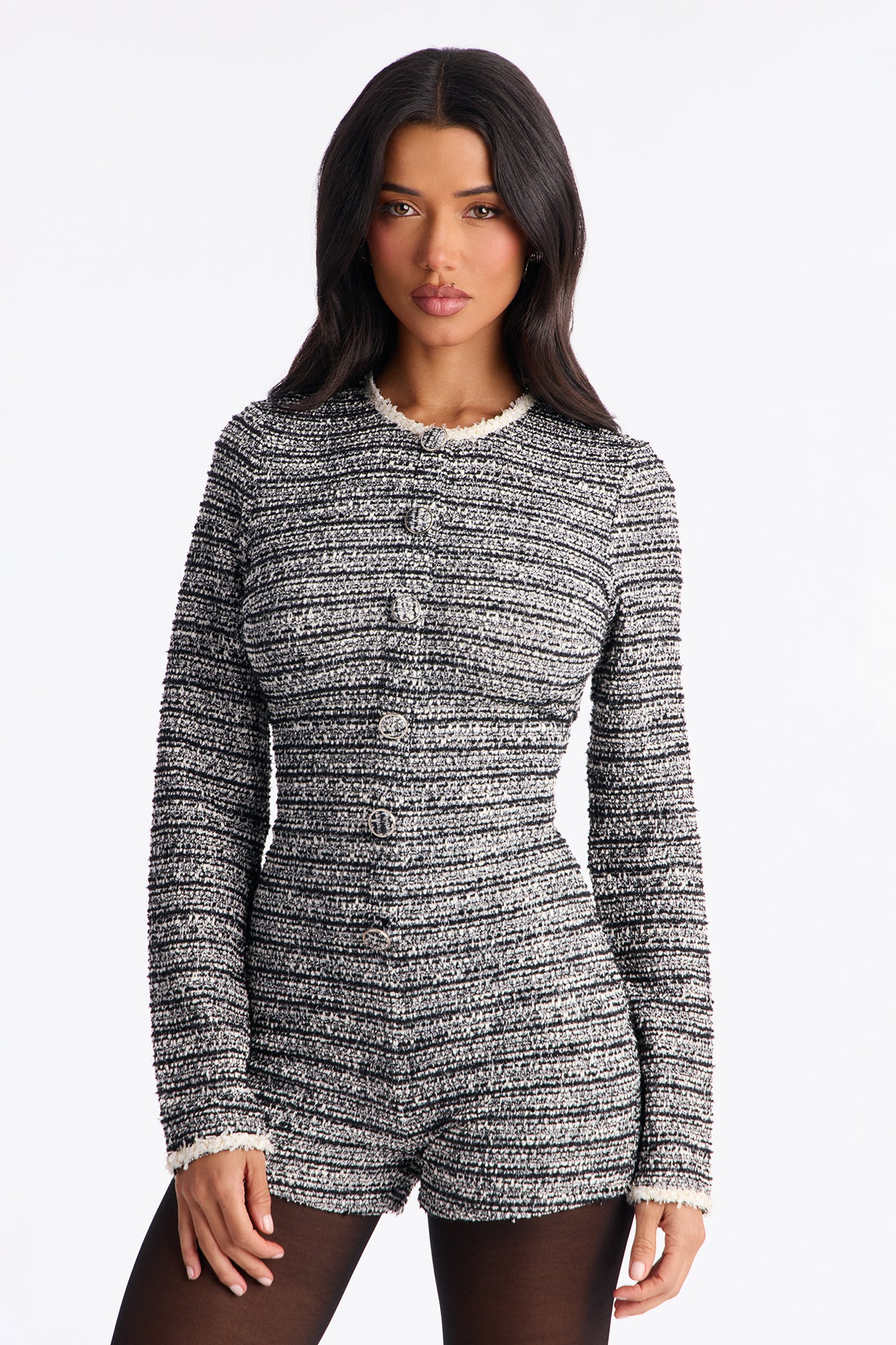 Shannon Tweed Long Sleeve Romper - Black/combo