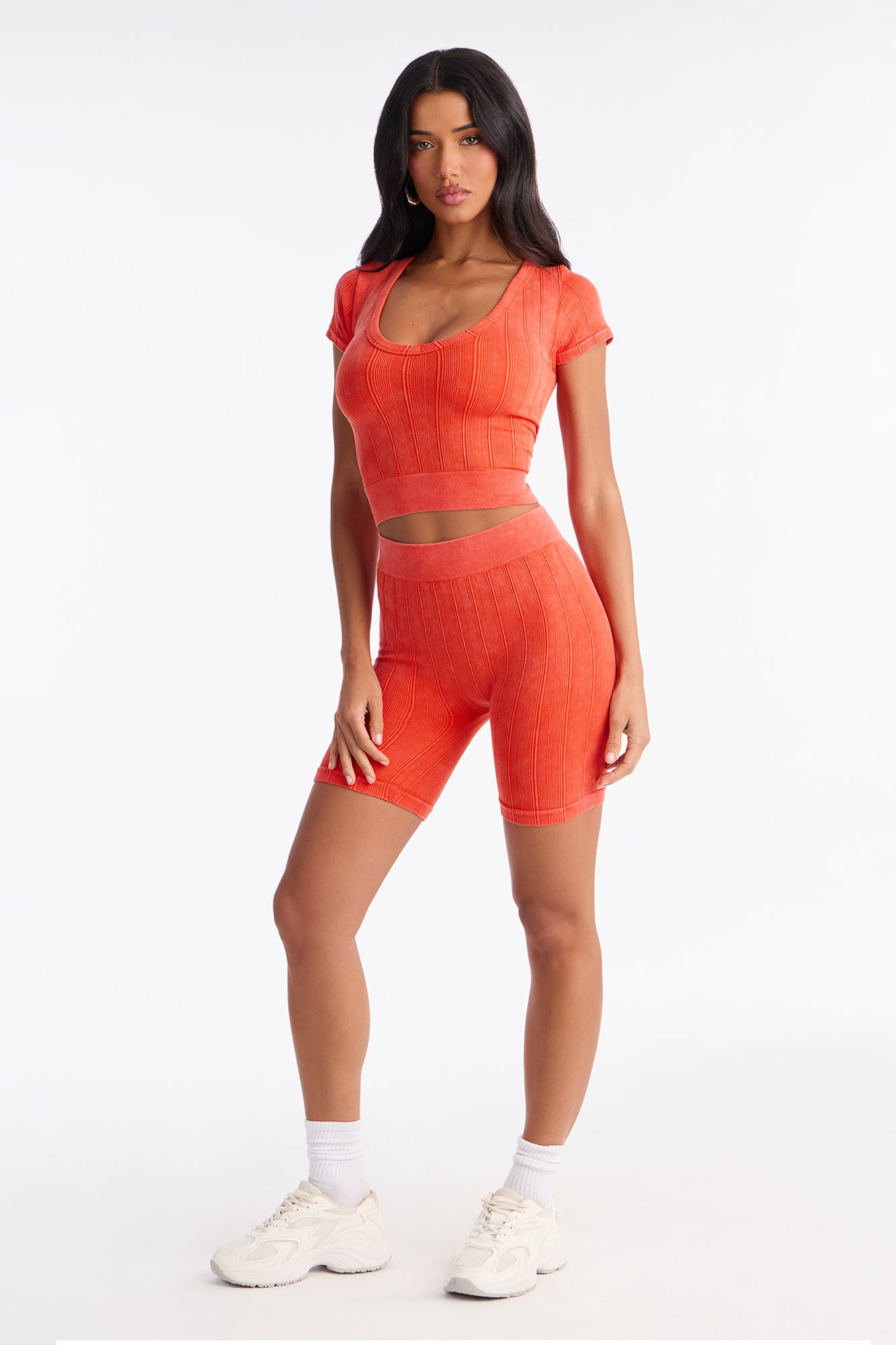 Alisha Seamless Biker Short Set - Orange