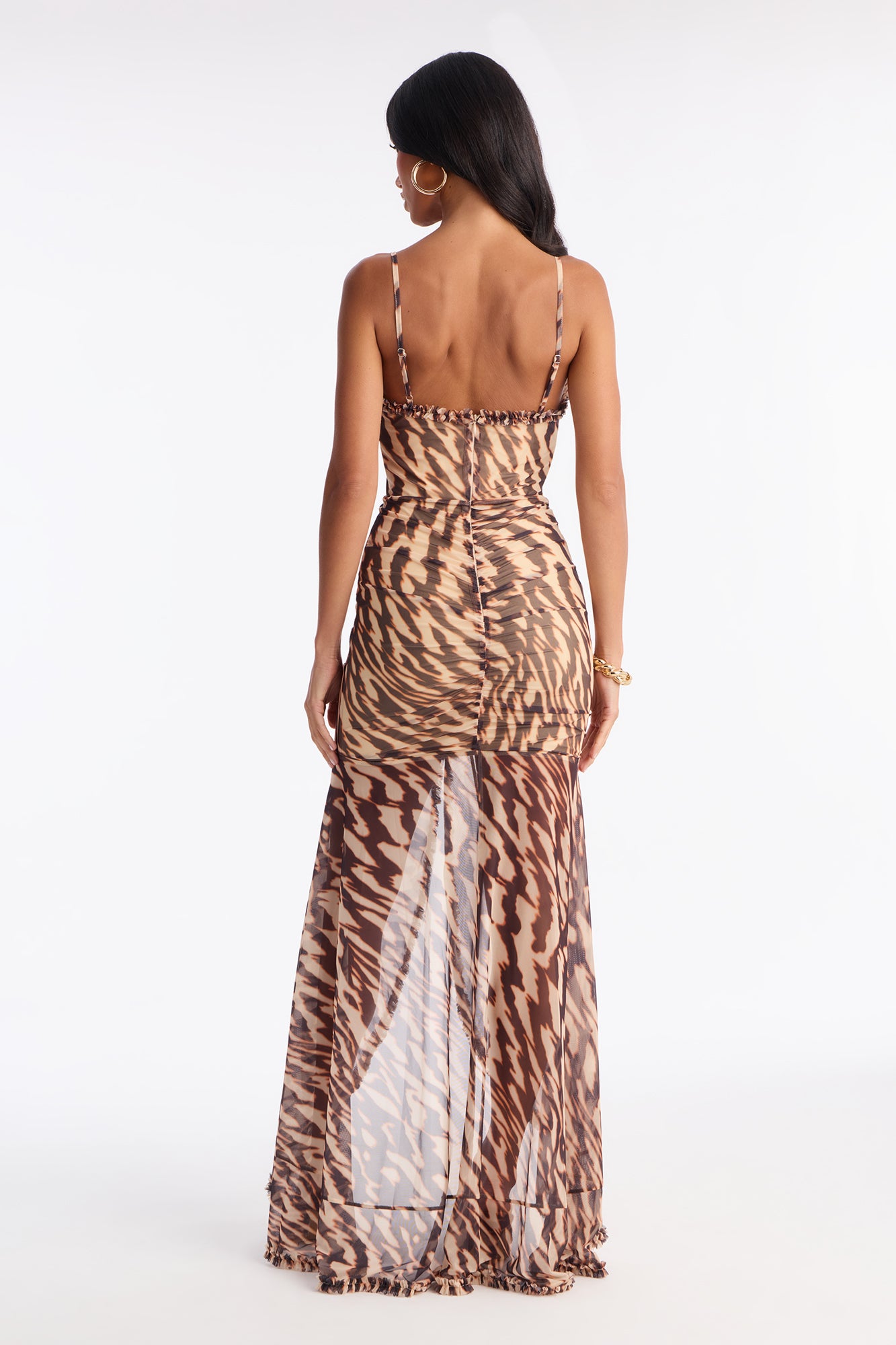 Golden Hour Mesh Maxi Dress - Brown/combo