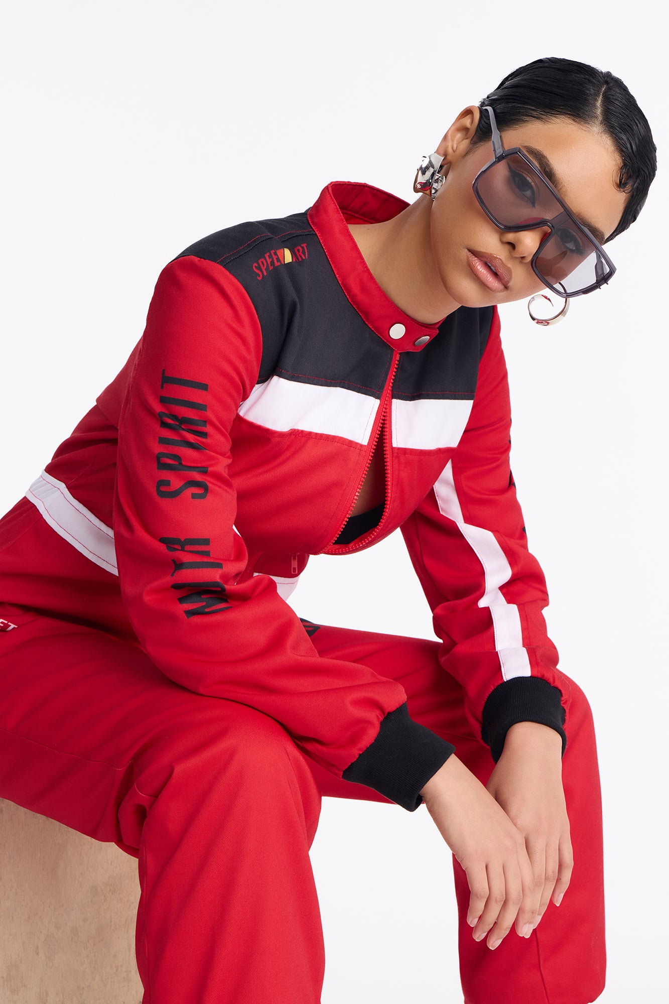 Ready To Race Jogger Leg Jumpsuit - Red