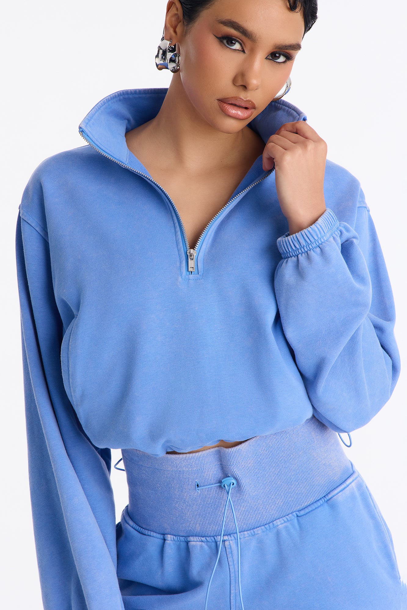 Lizel Washed Wide Leg Pant Set - Blue