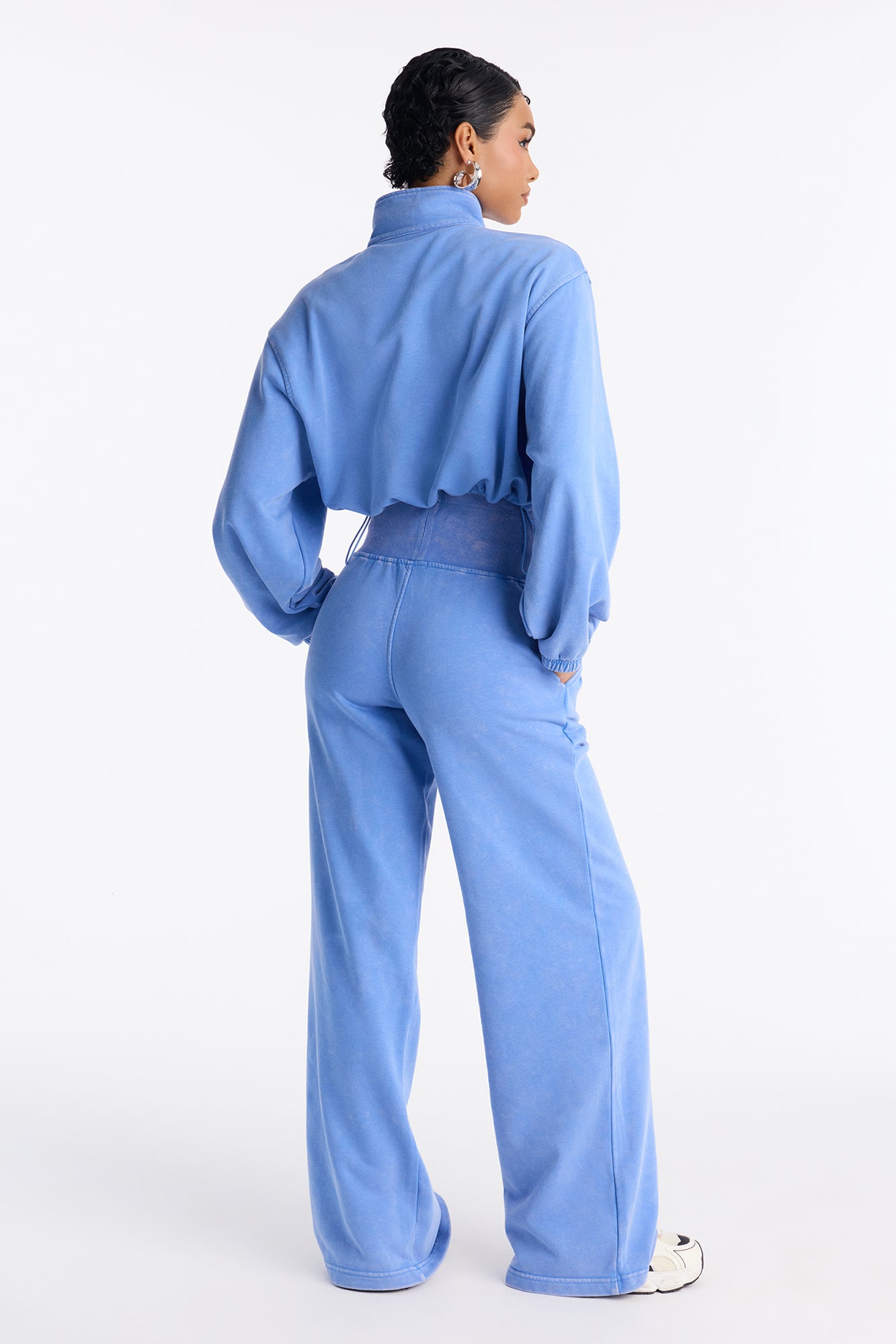 Lizel Washed Wide Leg Pant Set - Blue